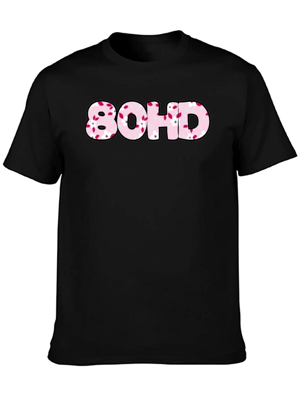80HD Floral Graphic Tee - Black