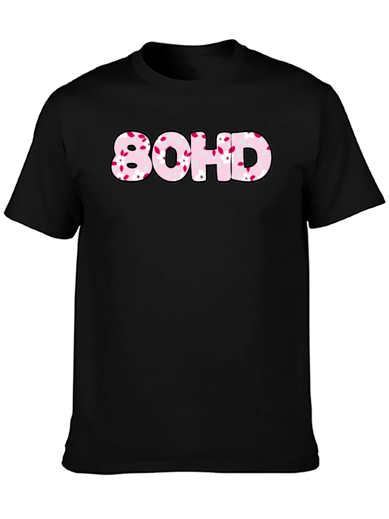 80HD Floral Graphic Tee - Black