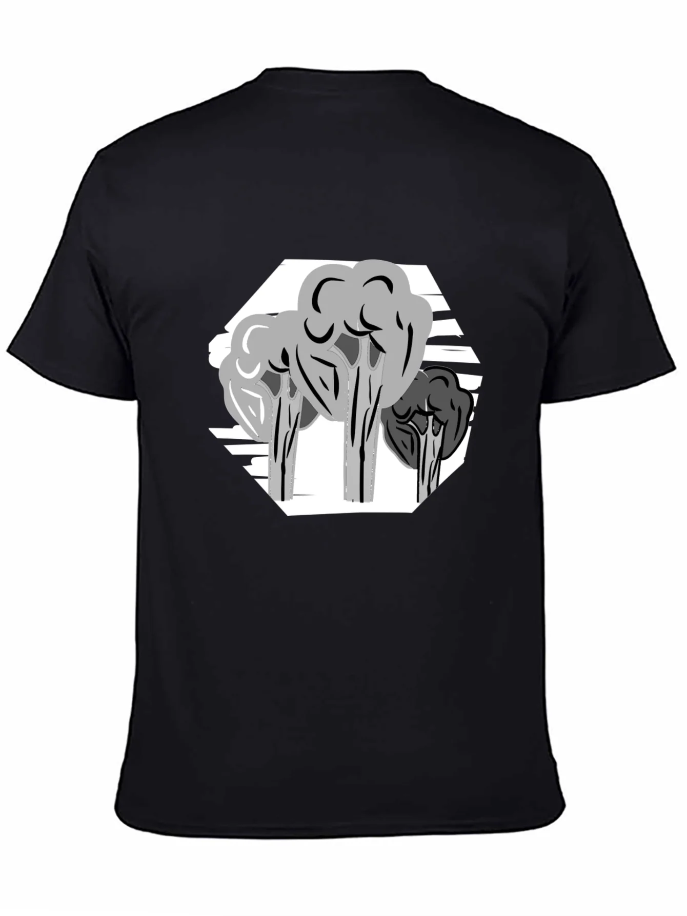Abstract Tree Graphic Tee - Stylish Mens Black T-Shirt