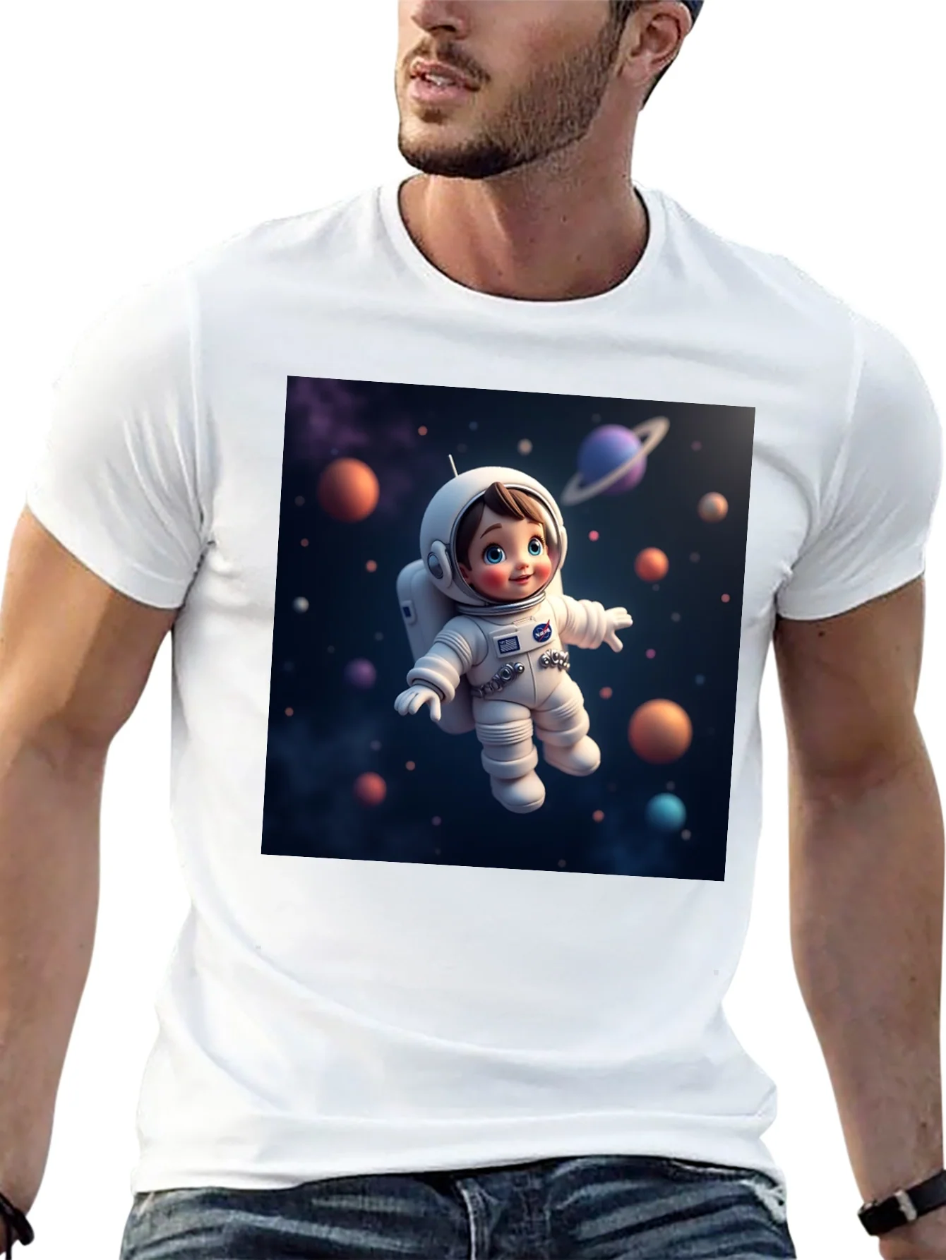 Astronaut Kid Graphic Tee - Space Adventure Shirt