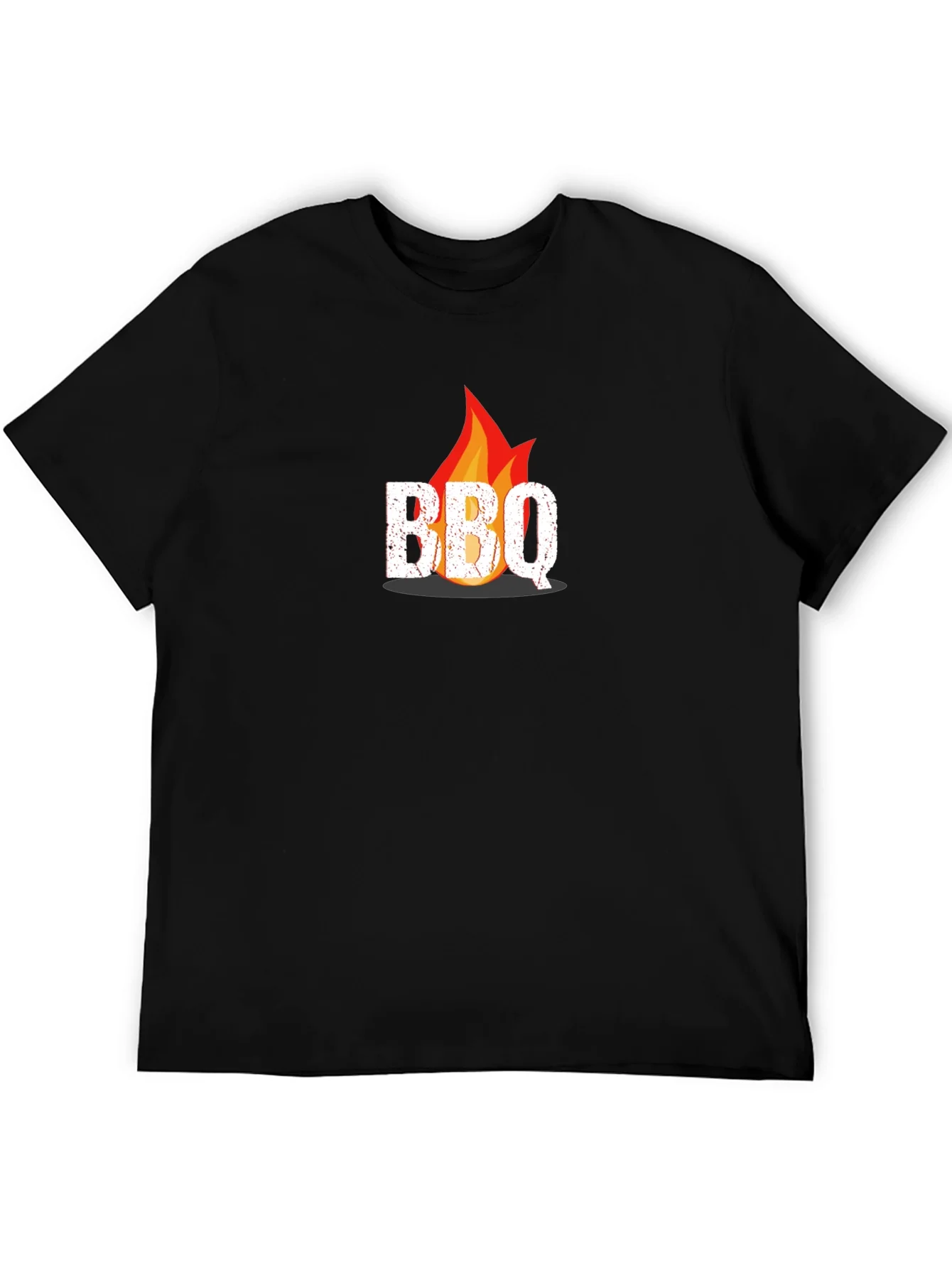 BBQ Flame Graphic Tee - Black Casual T-Shirt