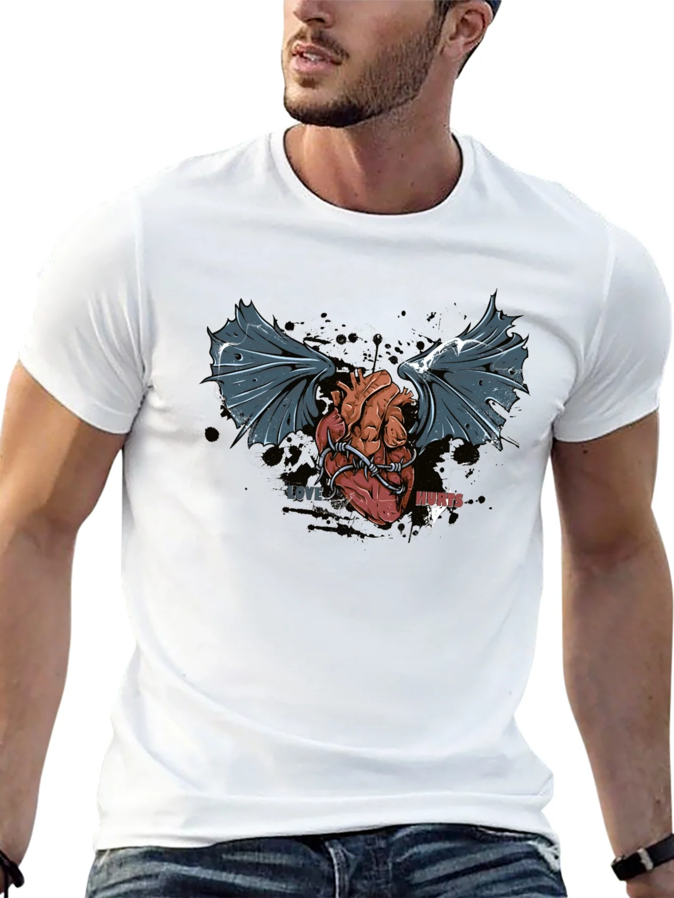 Love Hurts T-Shirt - Winged Heart Graphic Tee