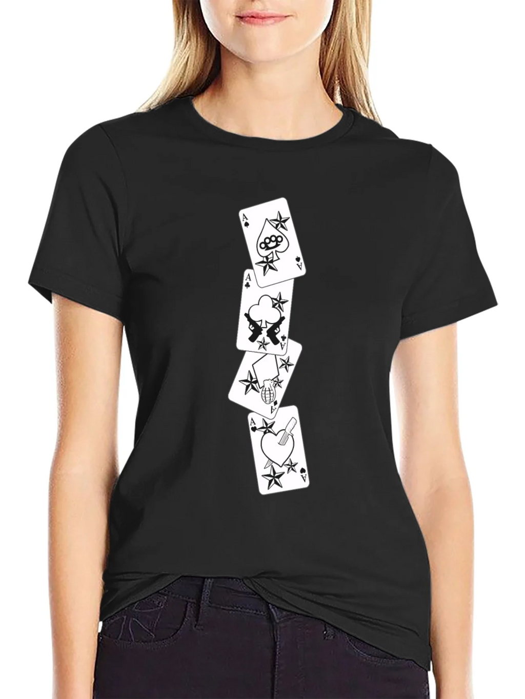 Ace Card Graphic Tee - Black Cotton T-Shirt