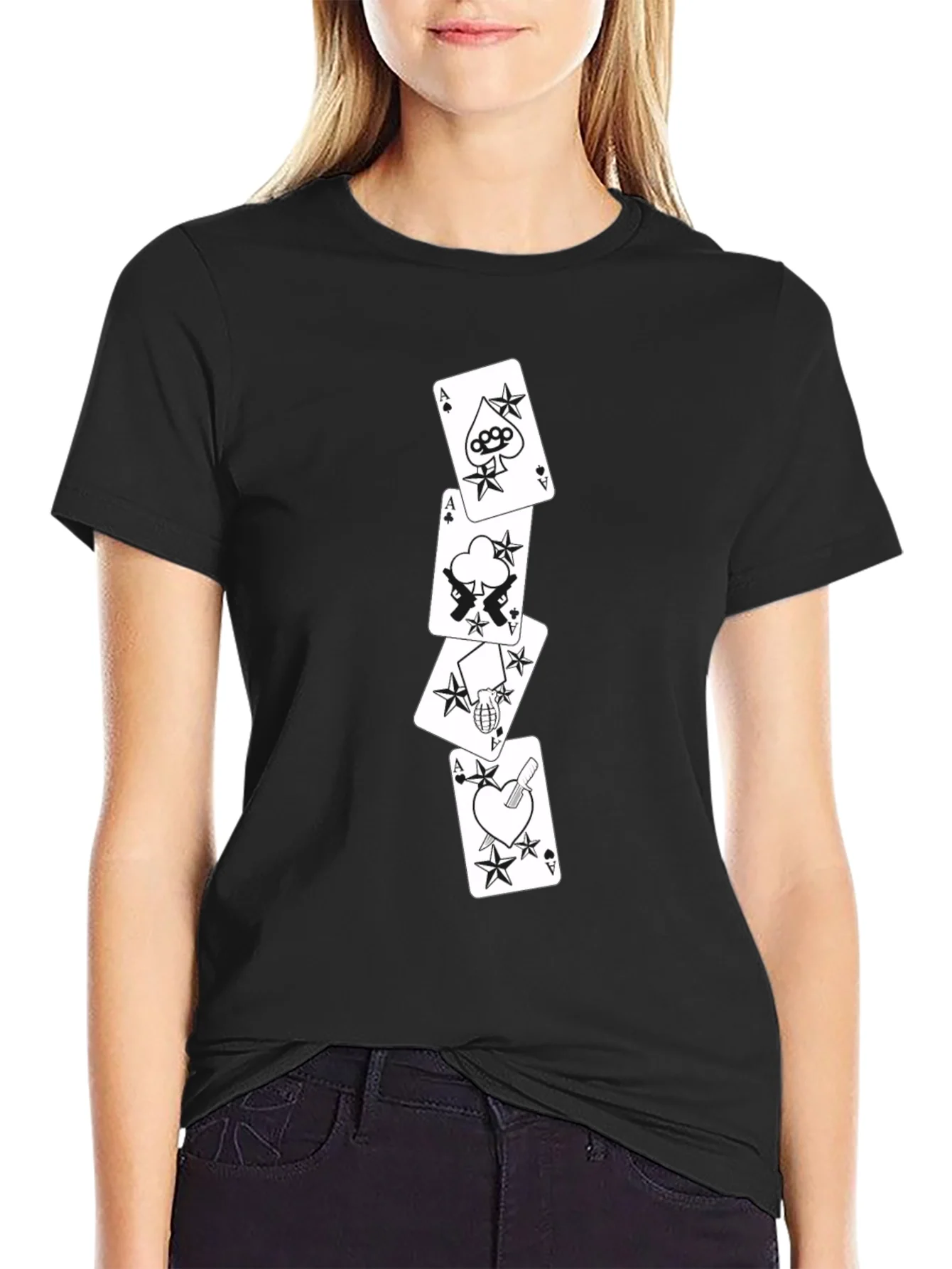 Ace Card Graphic Tee - Black Cotton T-Shirt