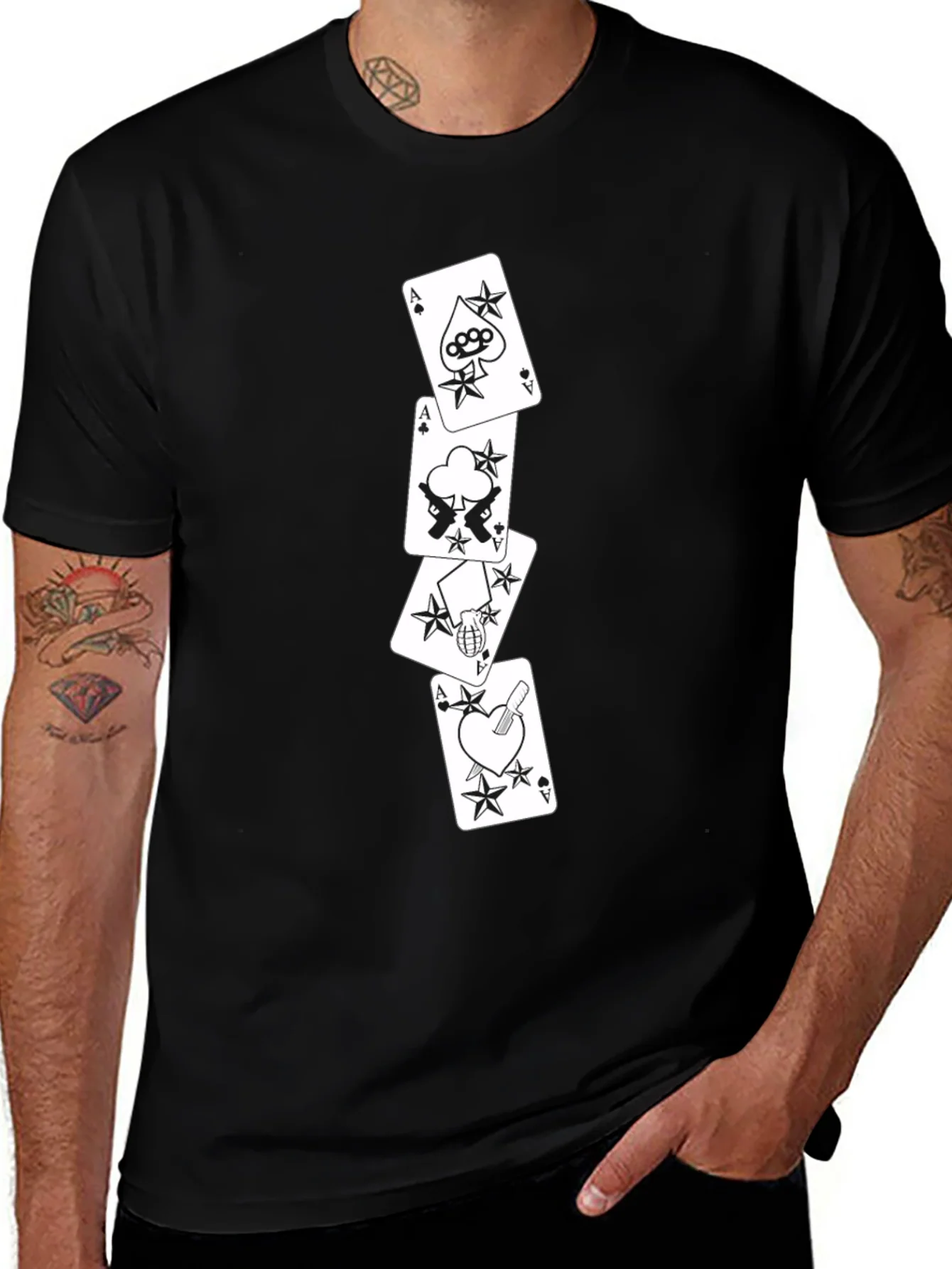 Ace Card Graphic Tee - Black Cotton T-Shirt