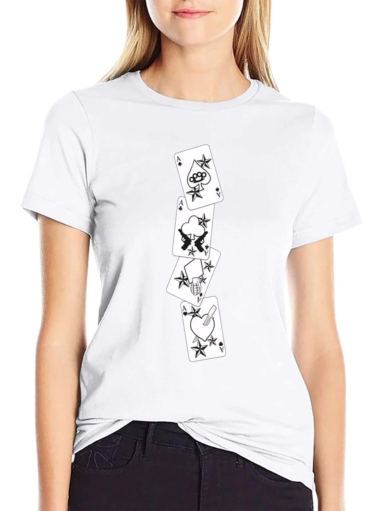 Ace Card Graphic Tee - Black Cotton T-Shirt