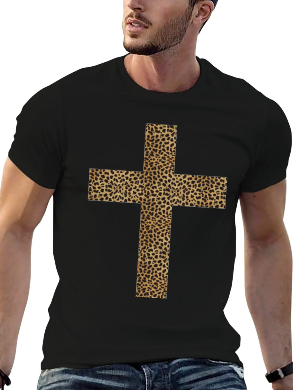 Leopard Print Cross Graphic Tee