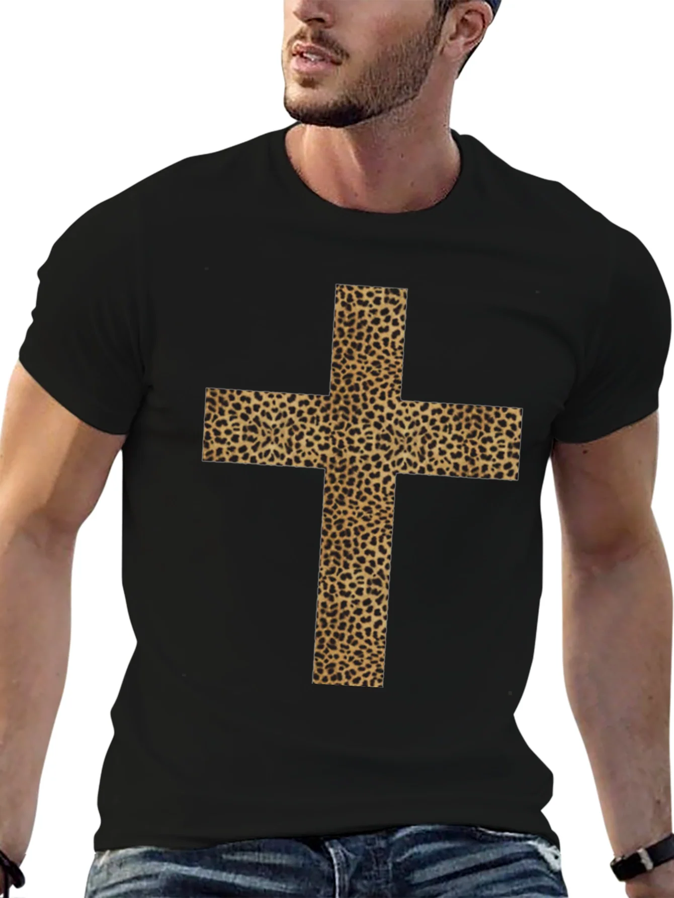 Leopard Print Cross Graphic Tee