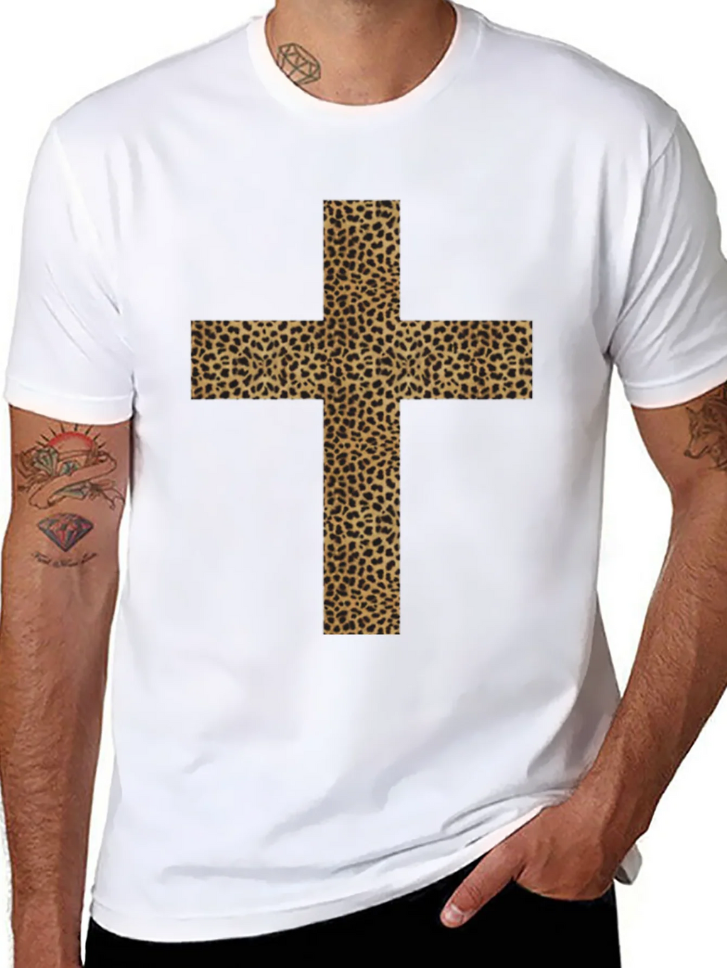 Leopard Print Cross Graphic Tee
