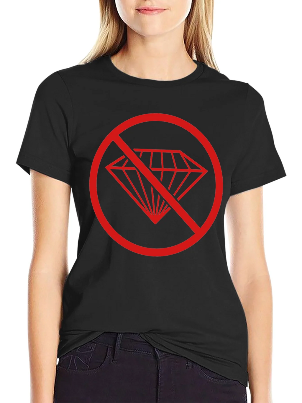 No Diamonds Black T-Shirt - Stylish Graphic Tee