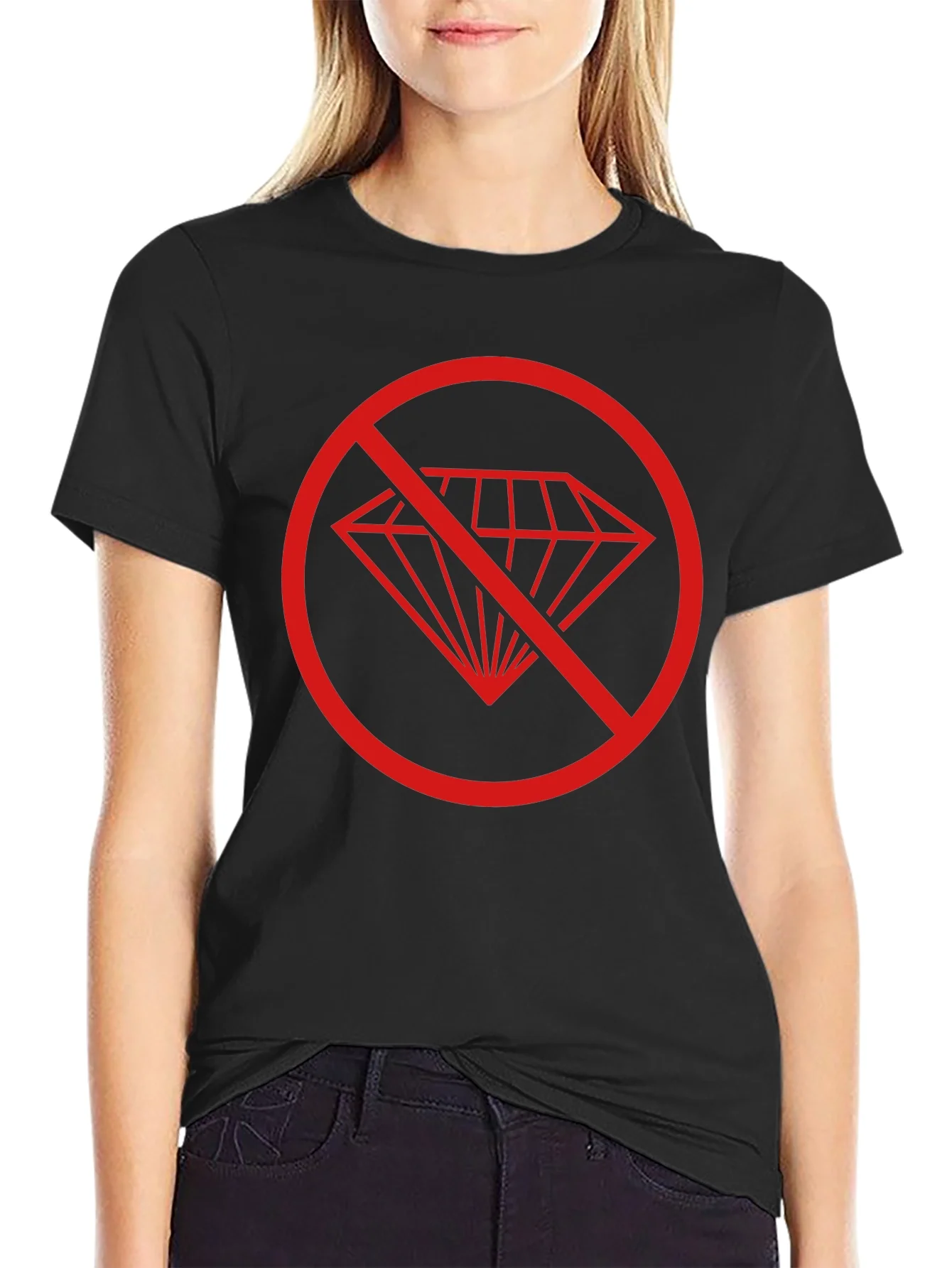 No Diamonds Black T-Shirt - Stylish Graphic Tee