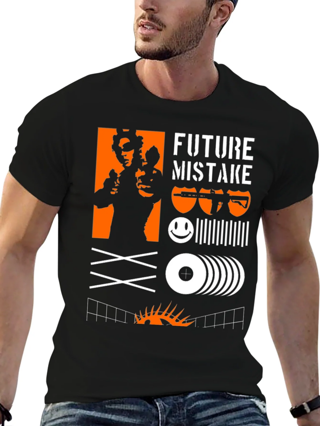 Edgy Graphic Tee: Future Mistake Design