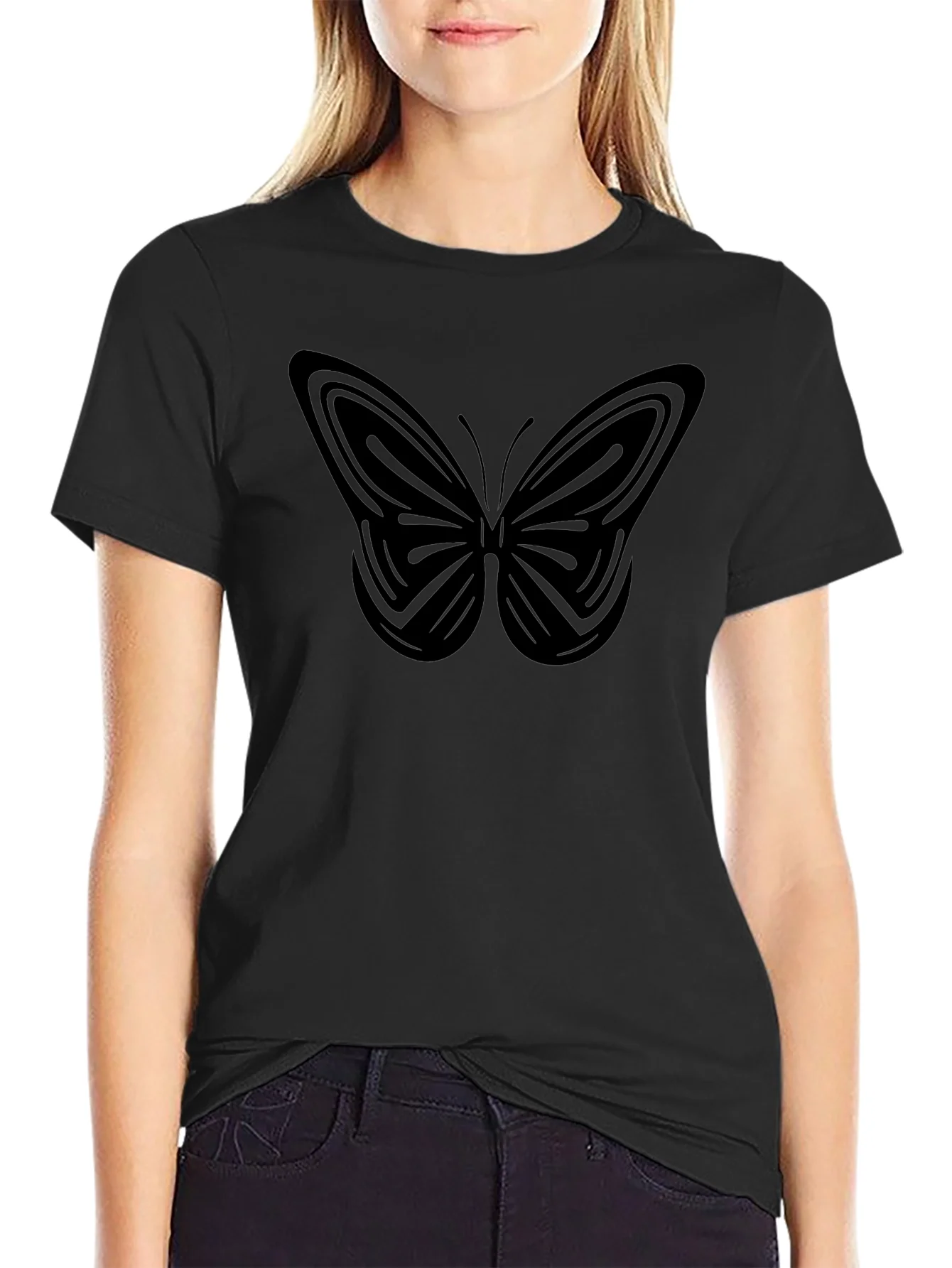 Butterfly Graphic Black T-Shirt - Modern Design