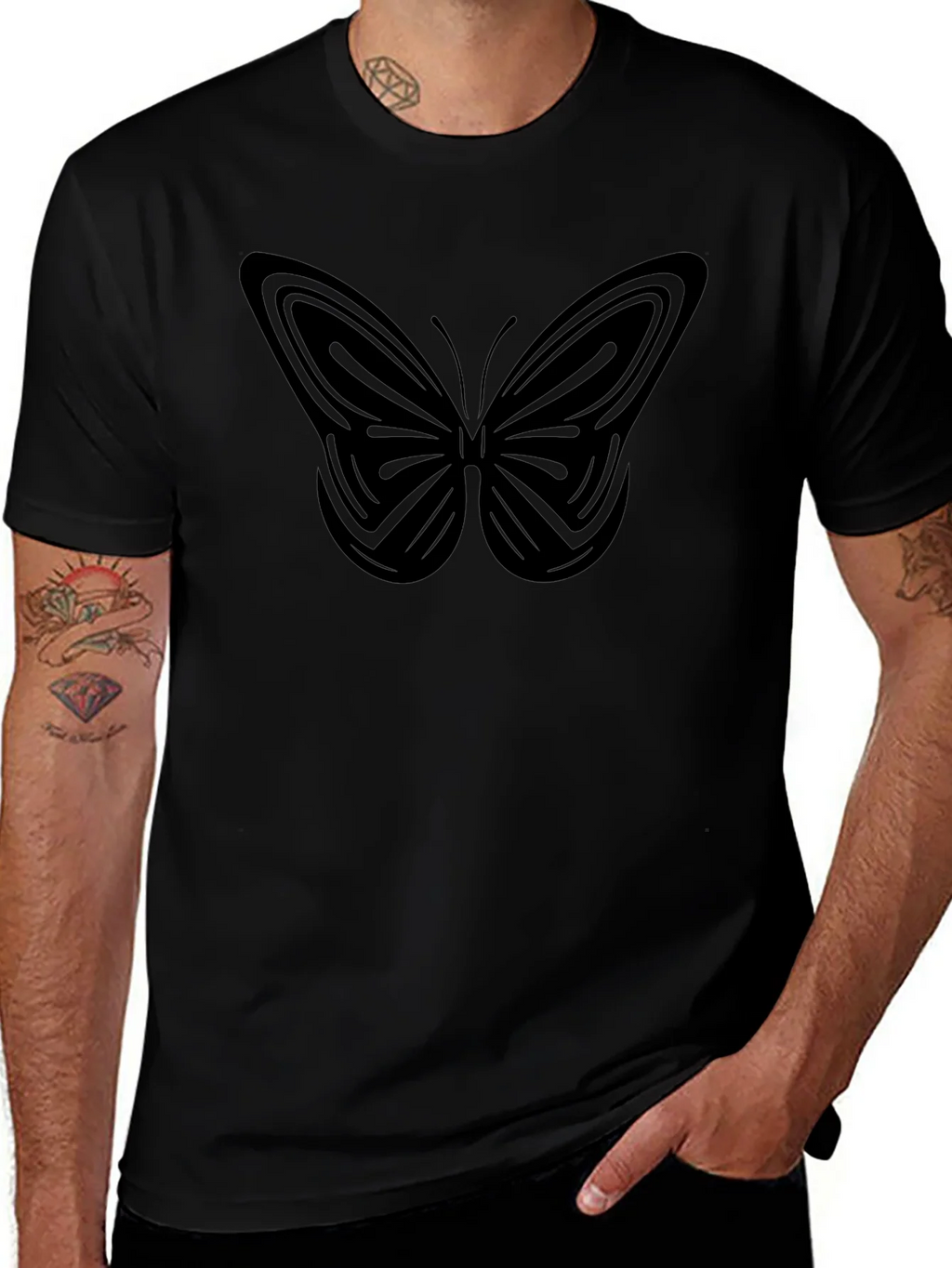 Butterfly Graphic Black T-Shirt - Modern Design