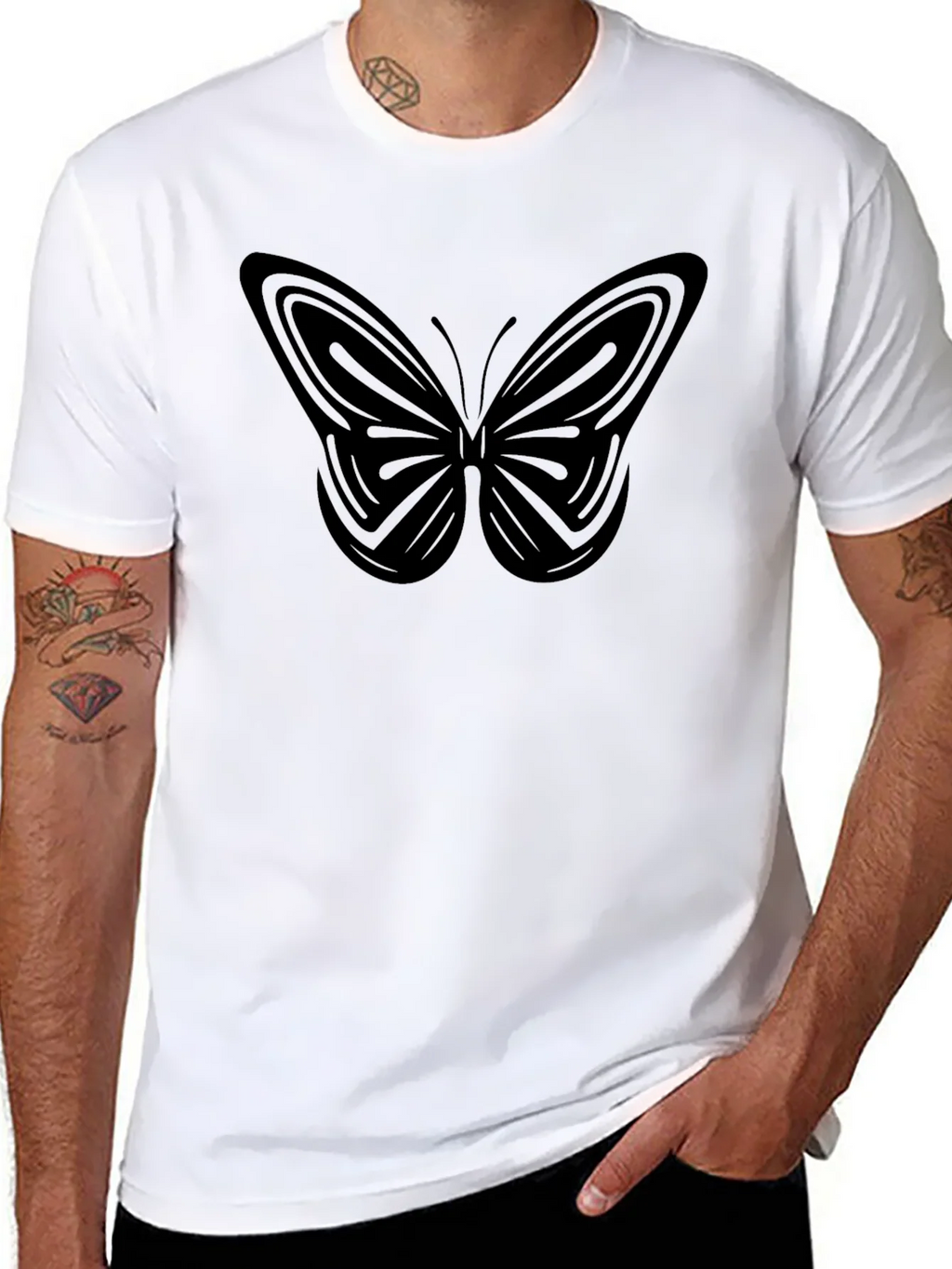 Butterfly Graphic Black T-Shirt - Modern Design