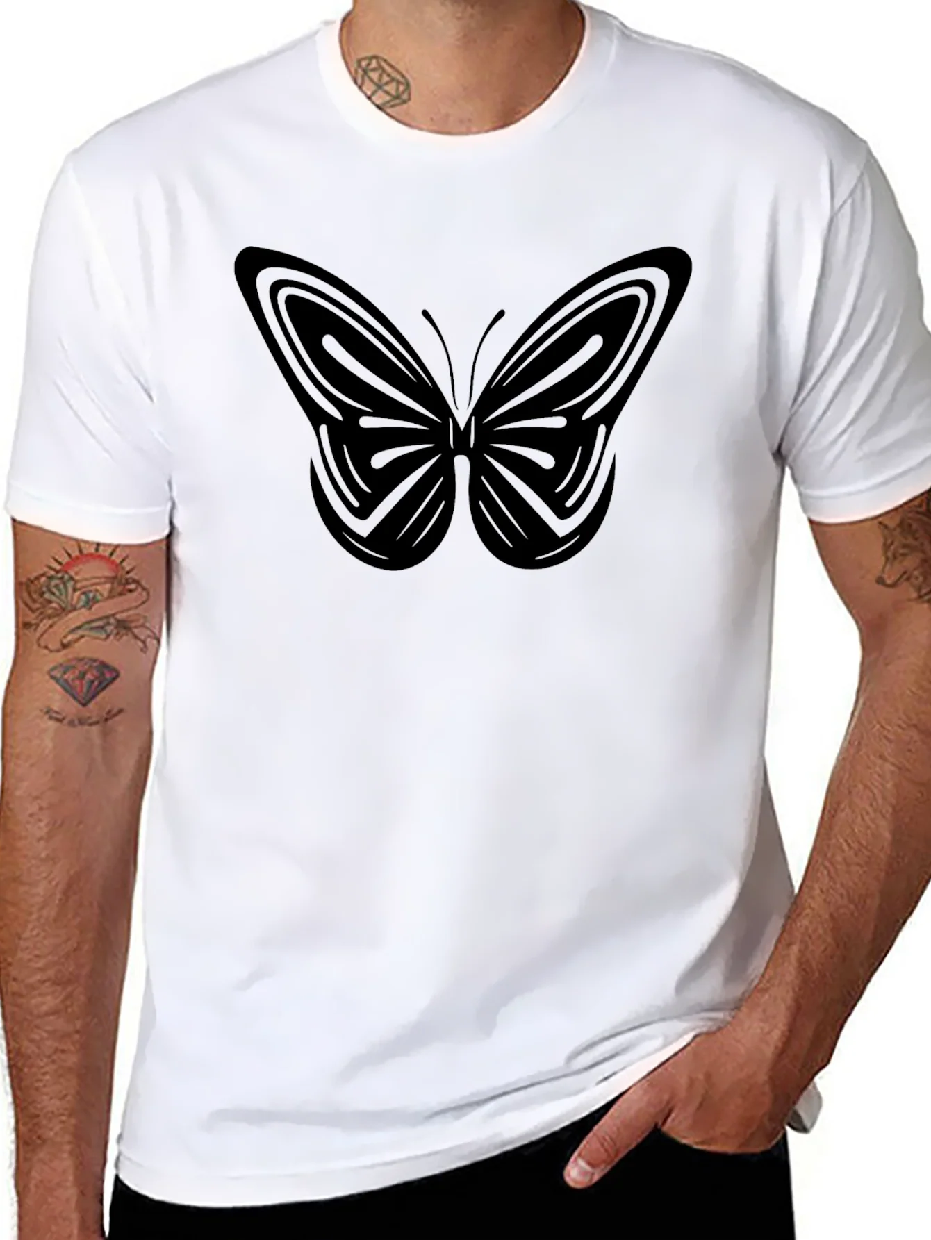 Butterfly Graphic Black T-Shirt - Modern Design