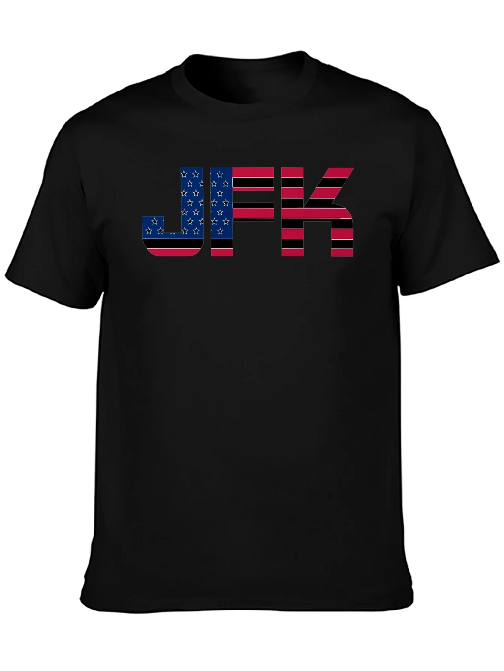 JFK American Flag Graphic Black T-Shirt