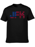 JFK American Flag Graphic Black T-Shirt
