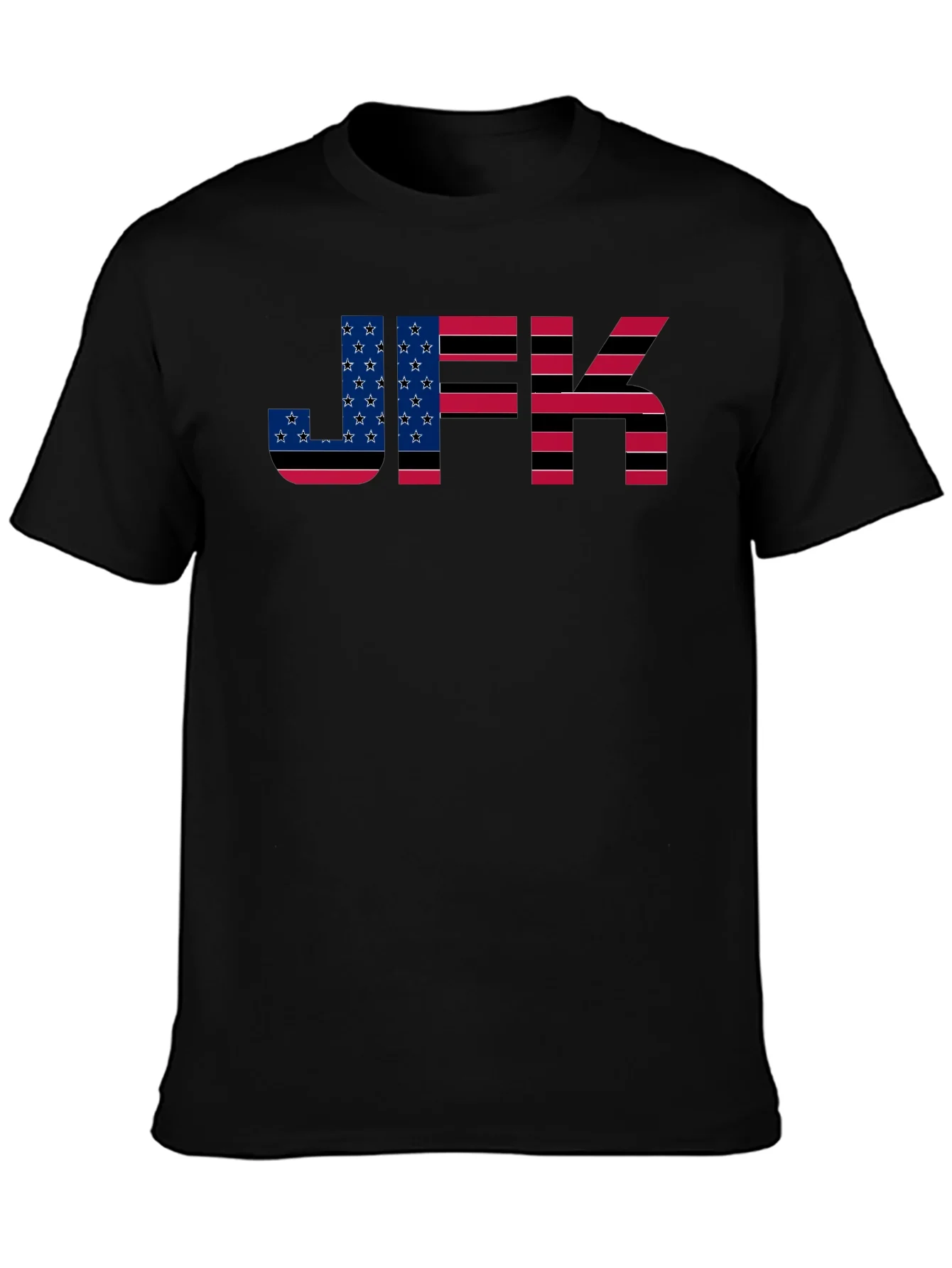 JFK American Flag Graphic Black T-Shirt