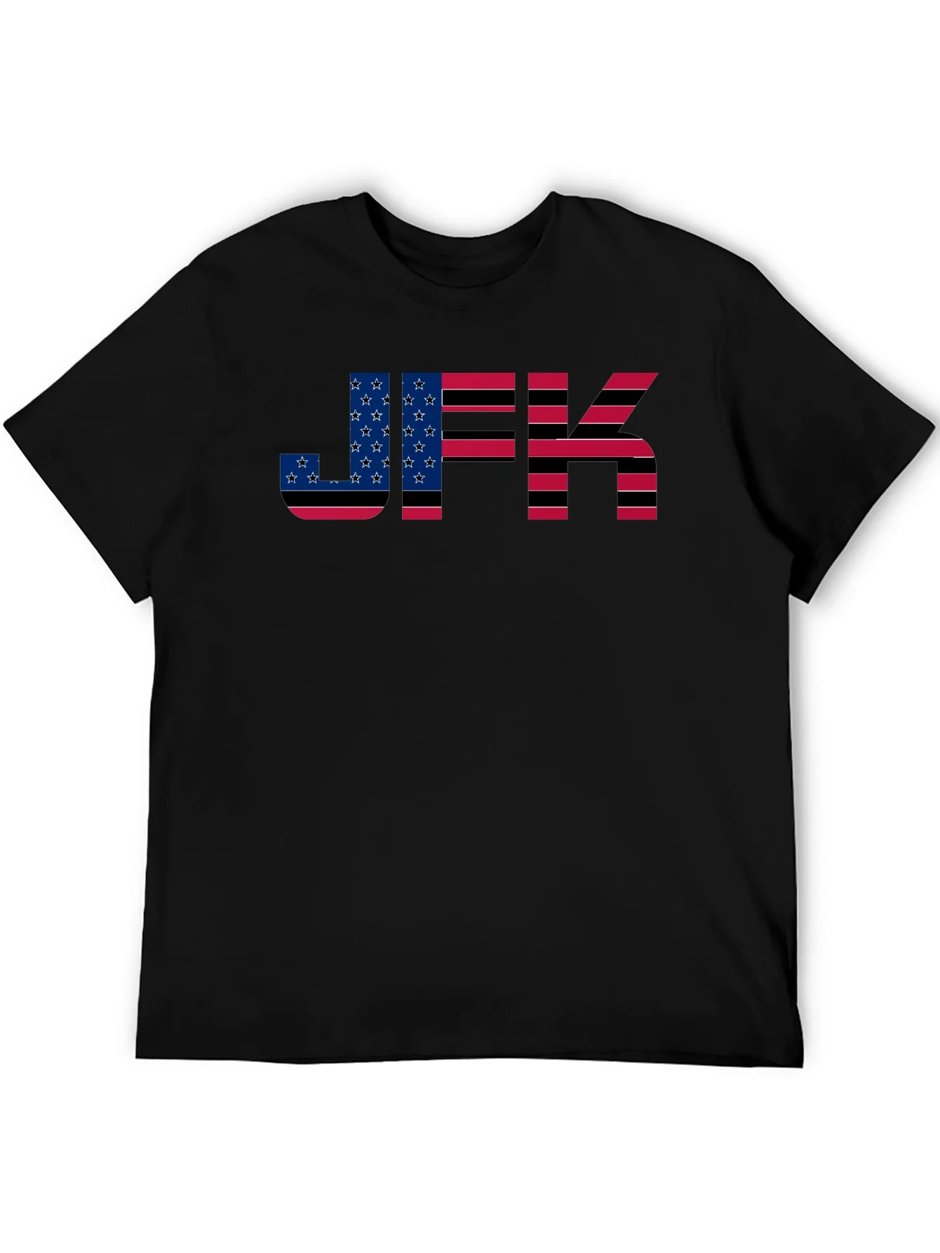 JFK American Flag Graphic Black T-Shirt