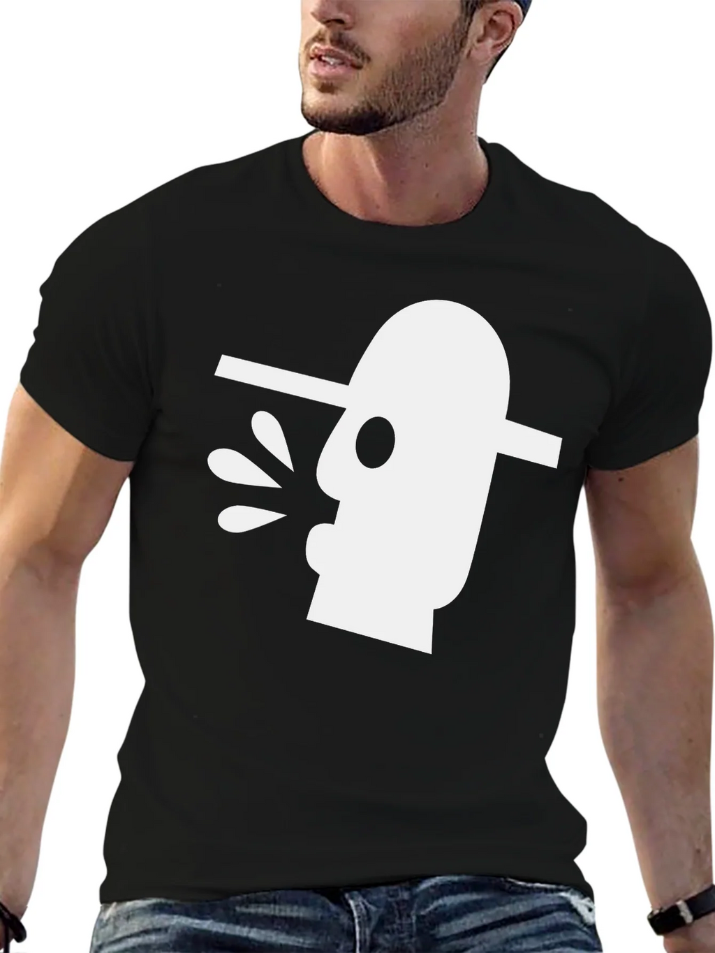 Abstract Art Graphic Tee - Black Cotton T-Shirt
