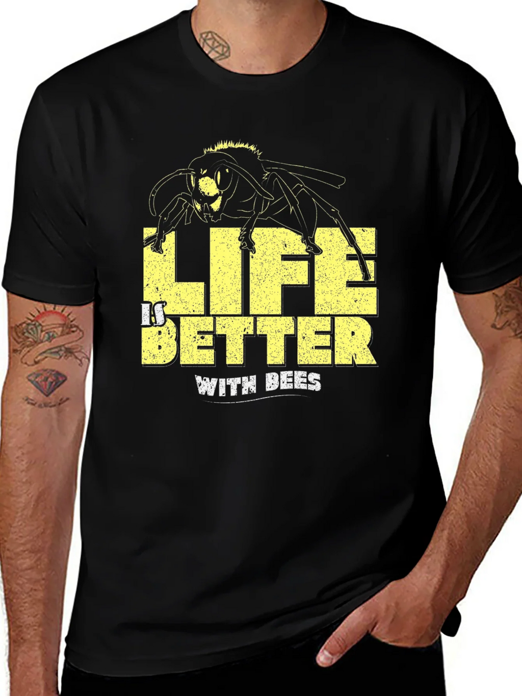 Life is Better with Bees Black T-Shirt
