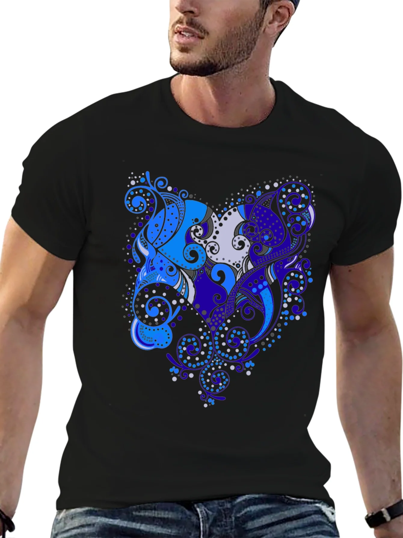 Abstract Floral Art Black T-Shirt