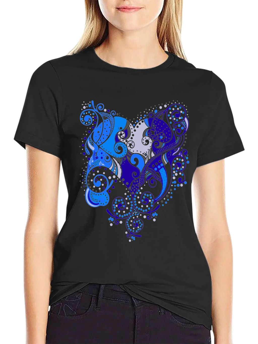 Abstract Floral Art Black T-Shirt