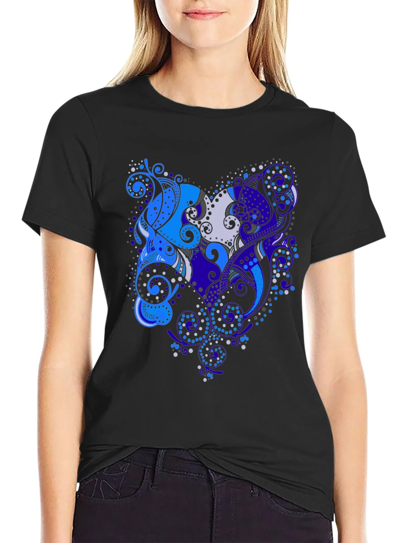 Abstract Floral Art Black T-Shirt