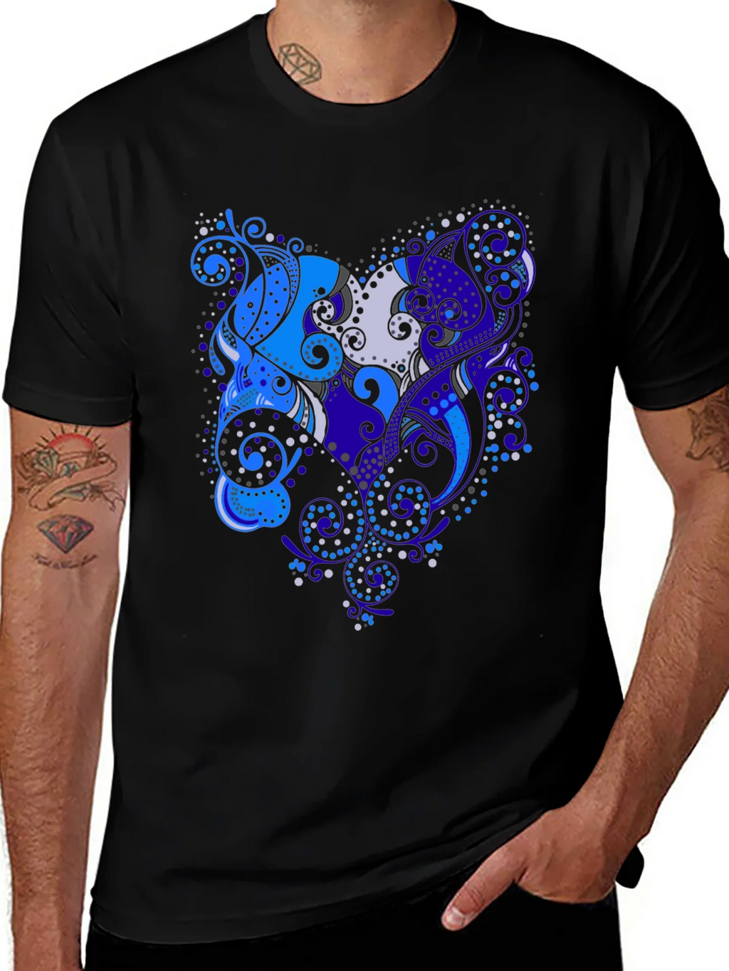 Abstract Floral Art Black T-Shirt