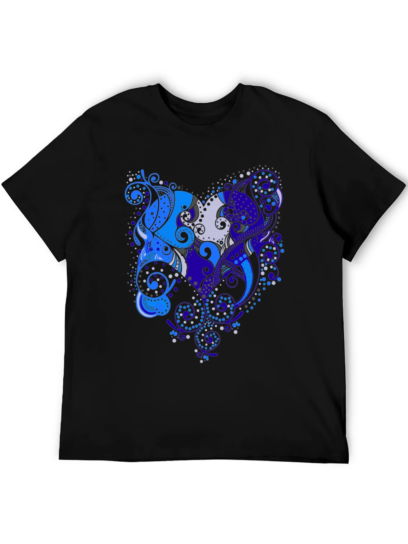 Abstract Floral Art Black T-Shirt