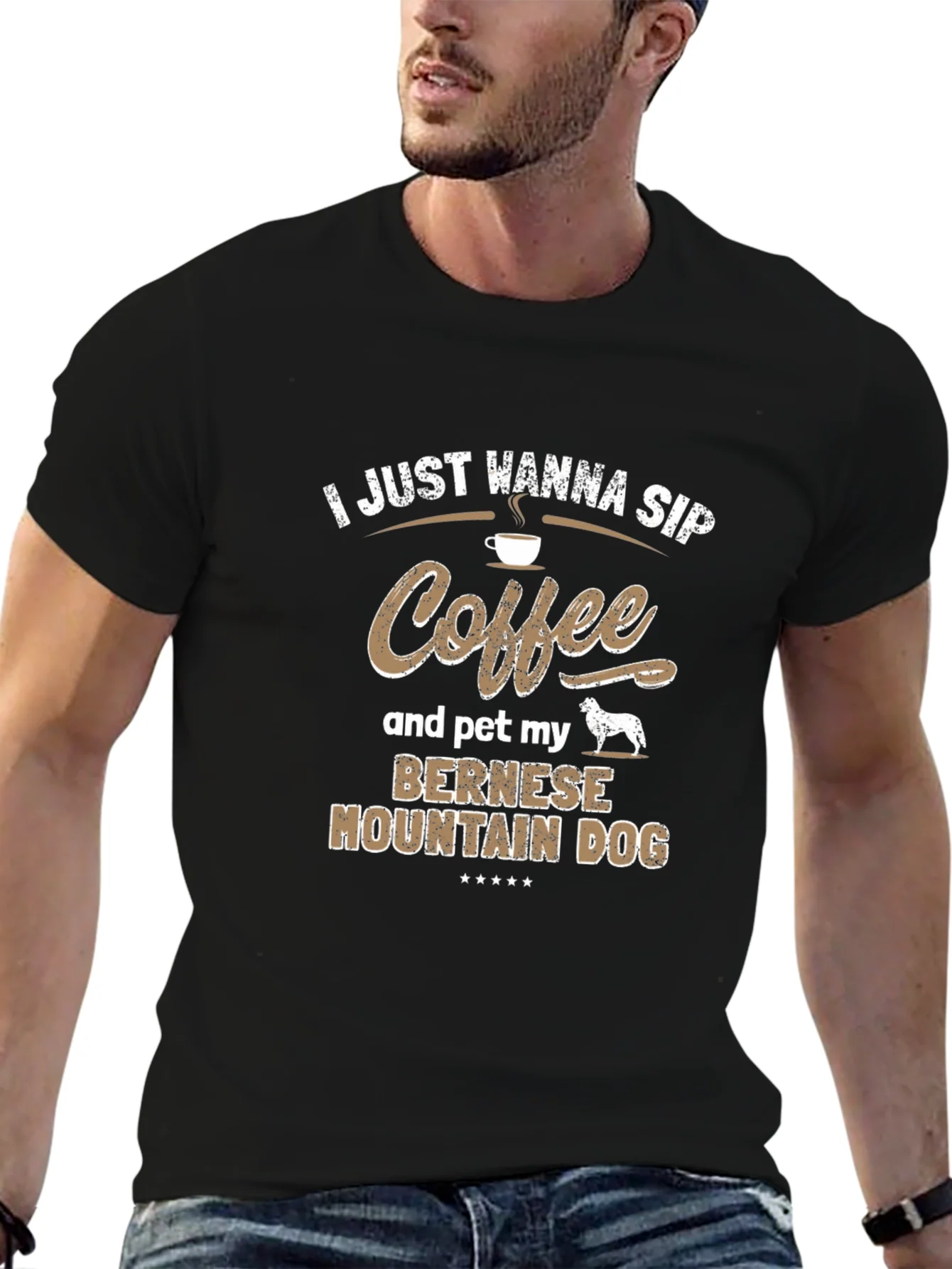 Coffee & Bernese Mountain Dog T-Shirt