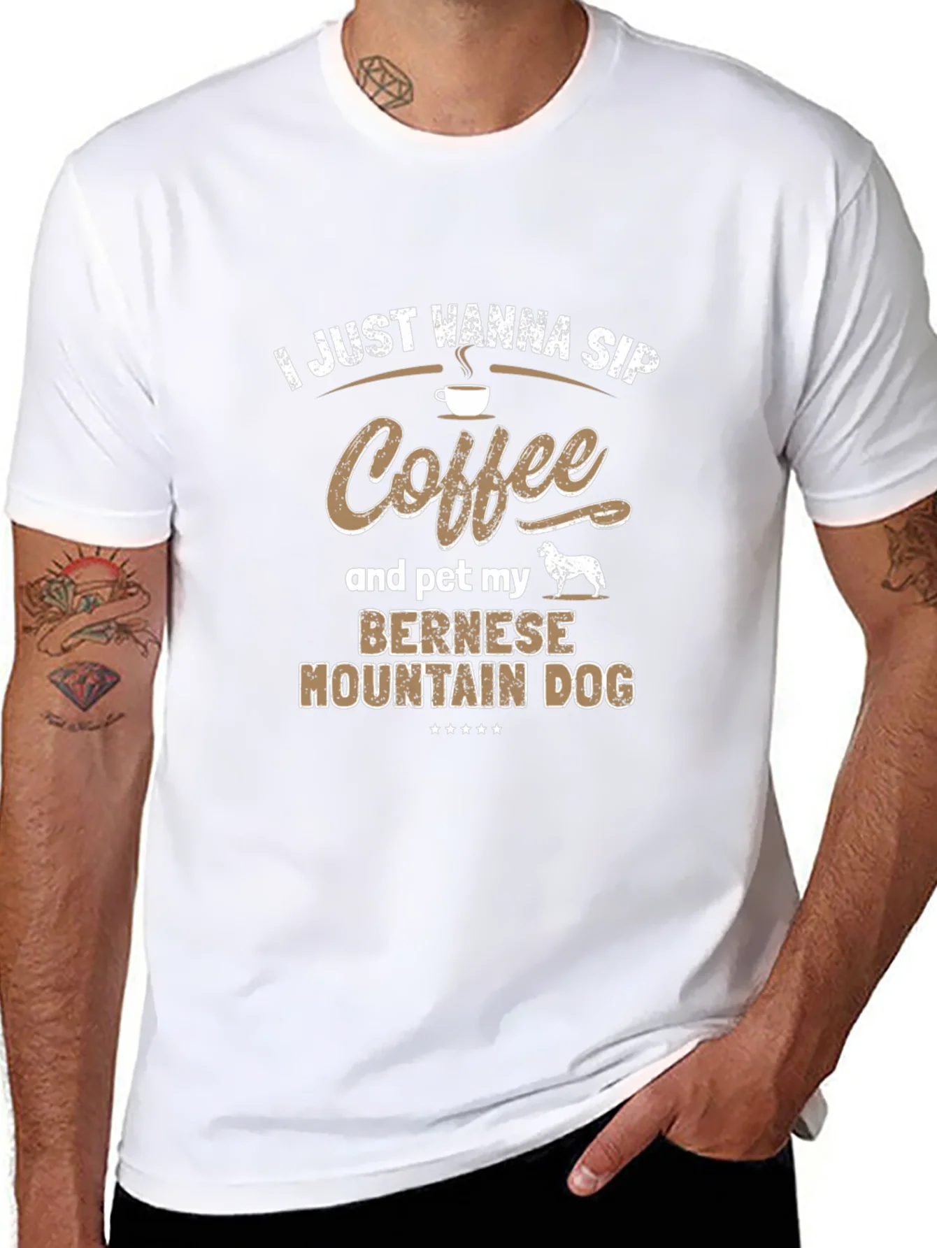 Coffee & Bernese Mountain Dog T-Shirt