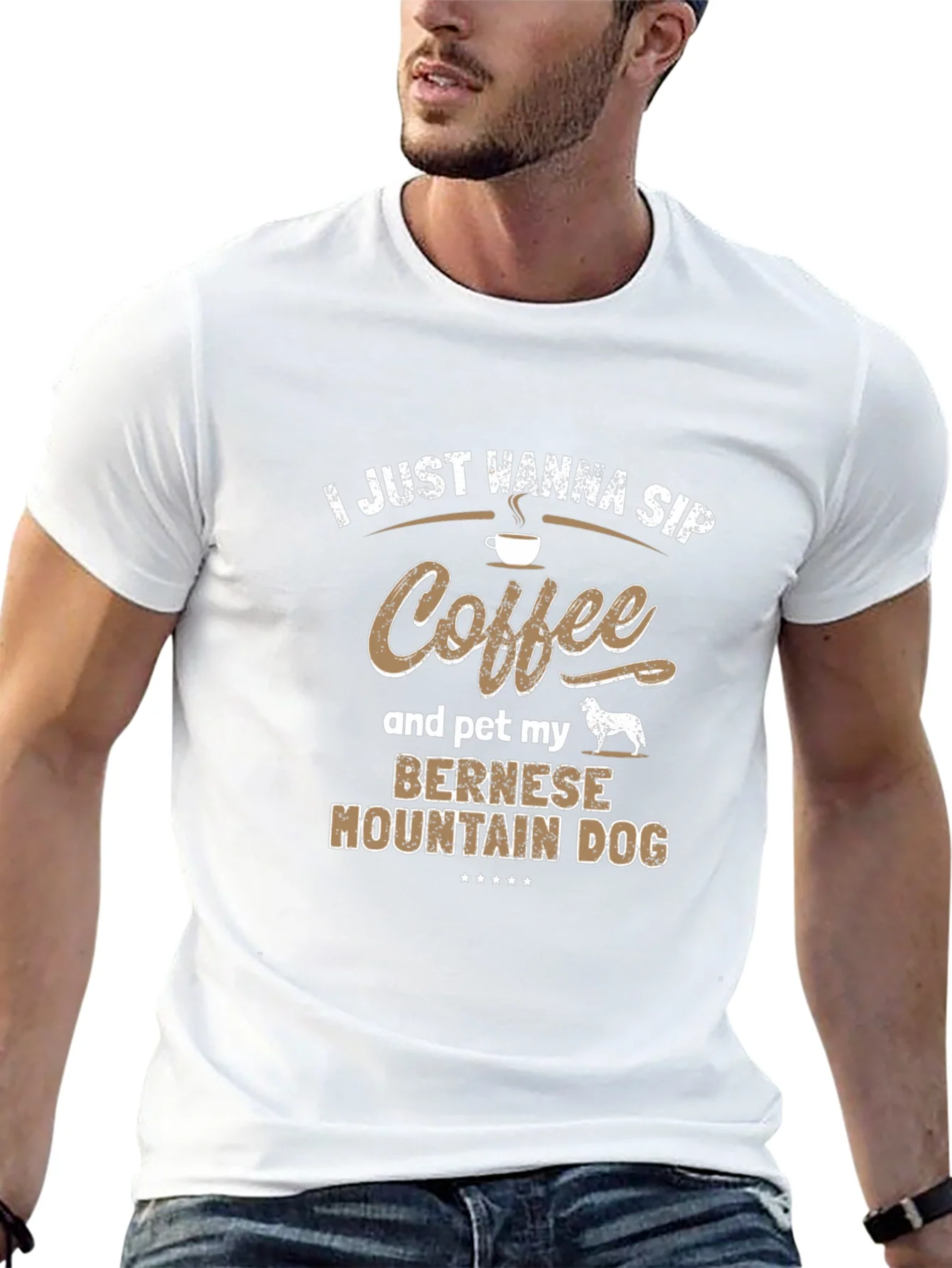 Coffee & Bernese Mountain Dog T-Shirt