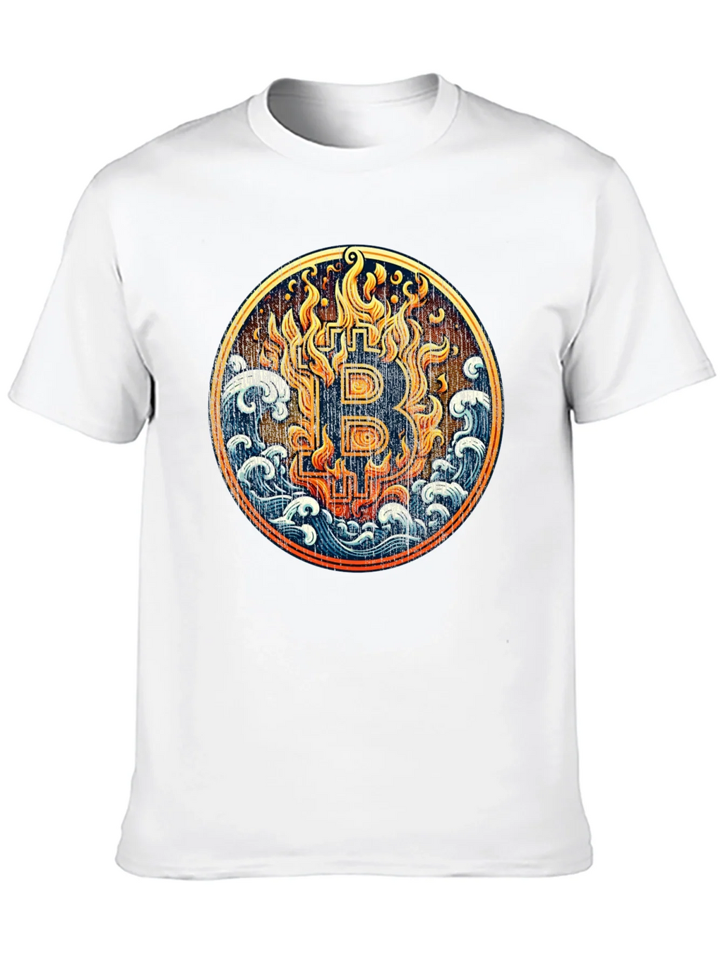 Bitcoin Fire & Water Graphic Black T-Shirt