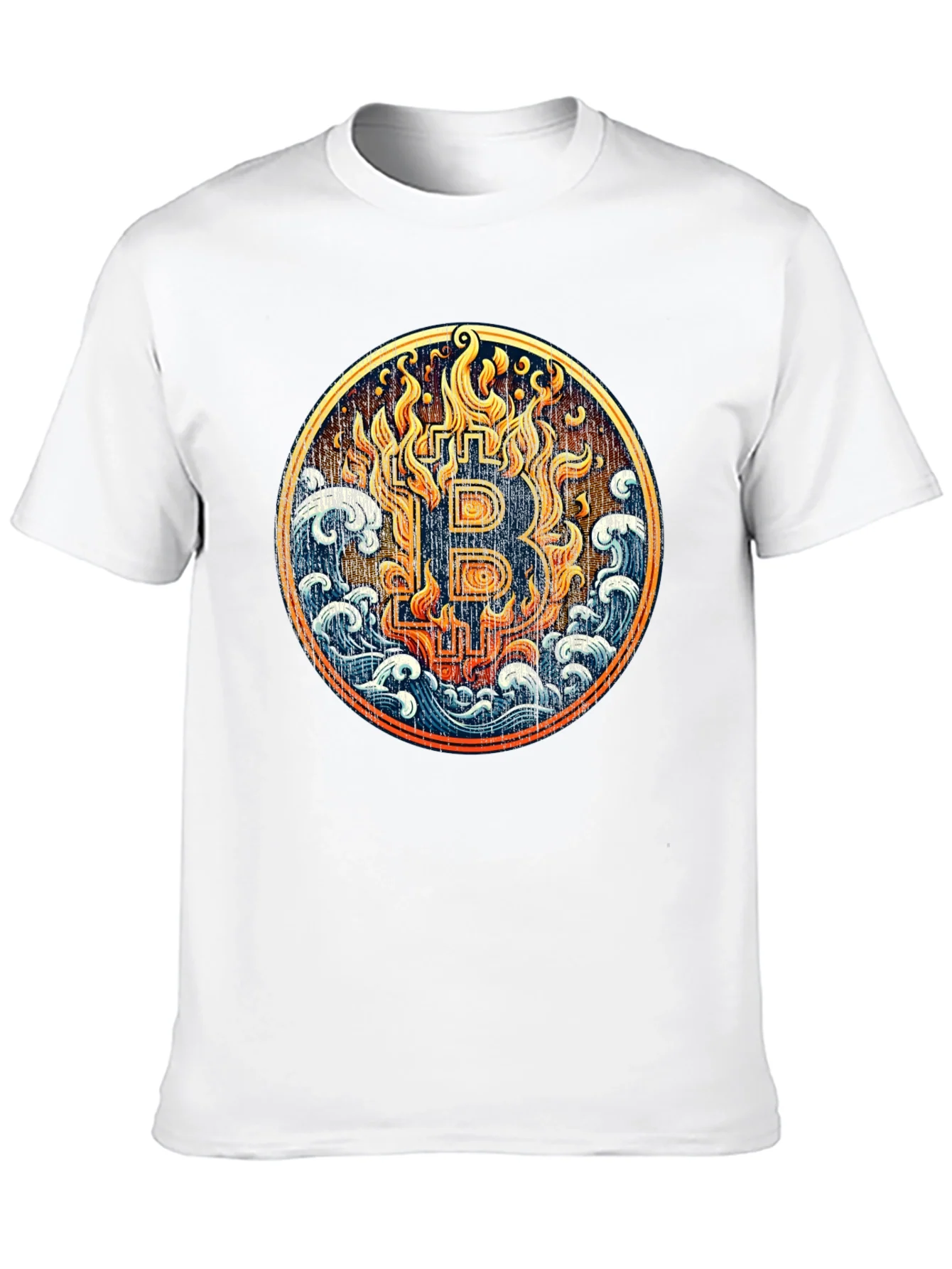Bitcoin Fire & Water Graphic Black T-Shirt