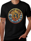 Bitcoin Fire & Water Graphic Black T-Shirt