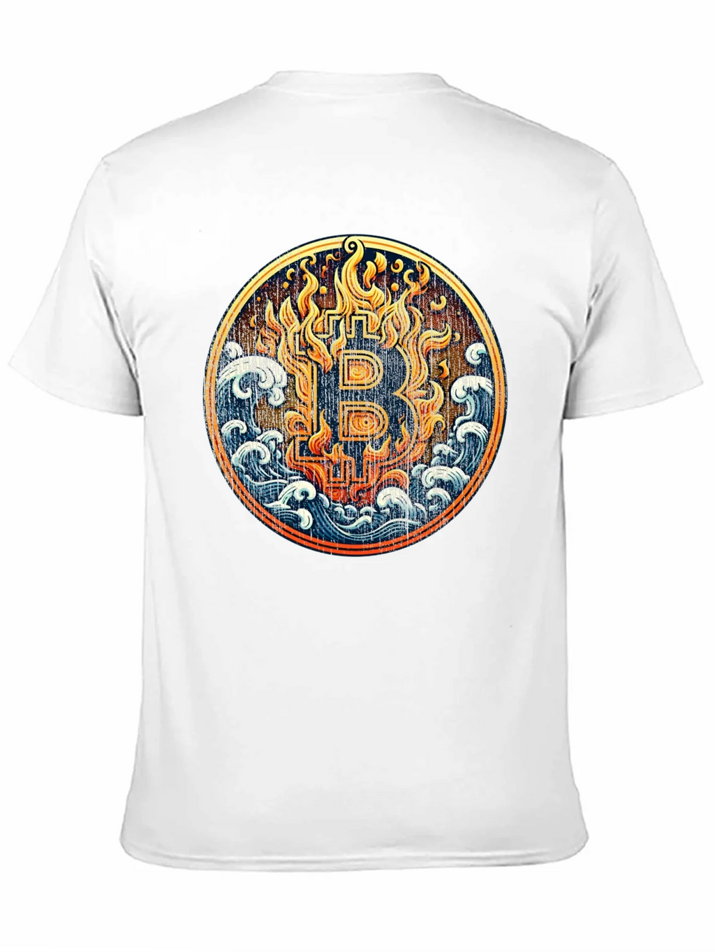Bitcoin Fire & Water Graphic Black T-Shirt