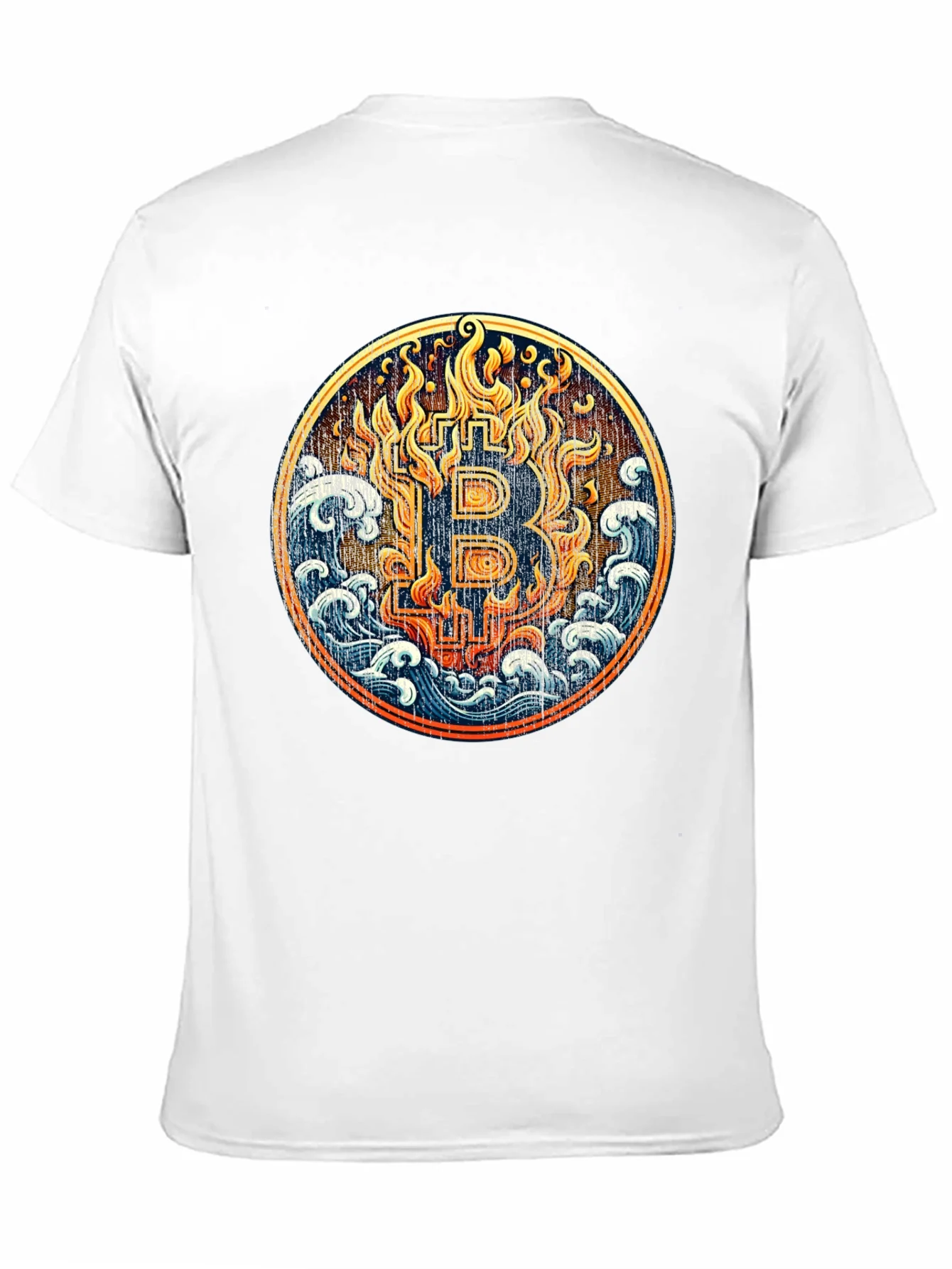 Bitcoin Fire & Water Graphic Black T-Shirt
