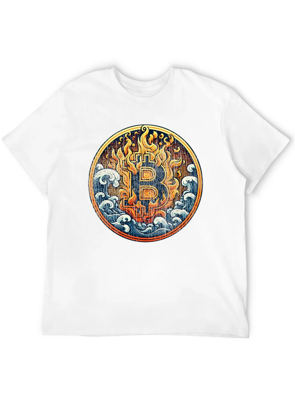 Bitcoin Fire & Water Graphic Black T-Shirt