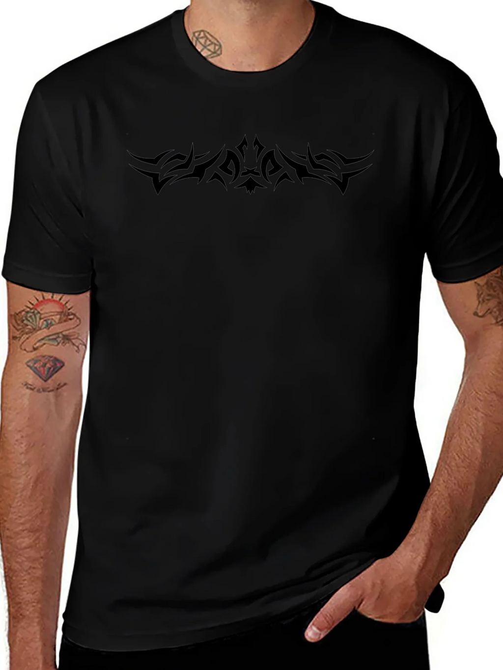 Tribal Tattoo Design Black T-Shirt