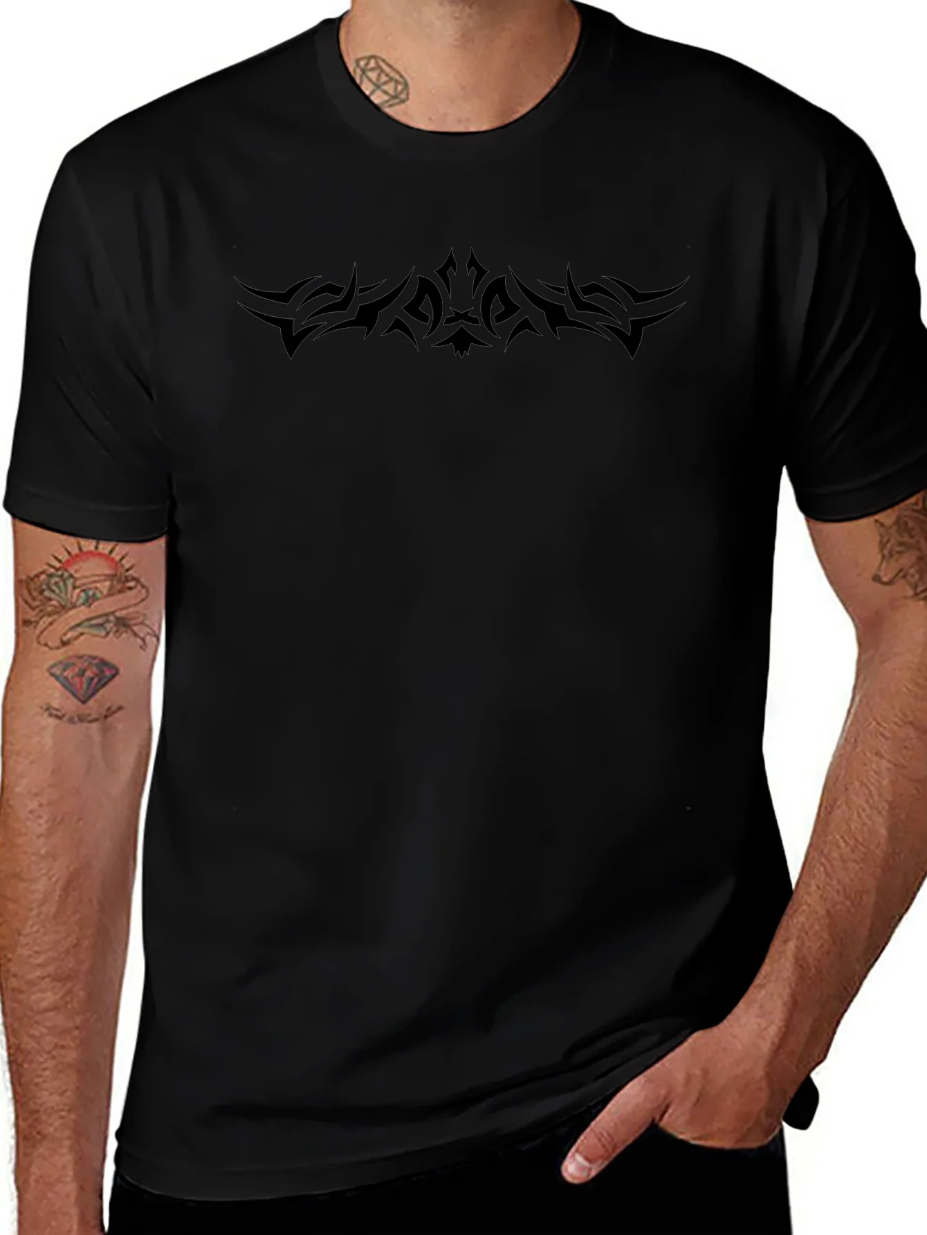 Tribal Tattoo Design Black T-Shirt