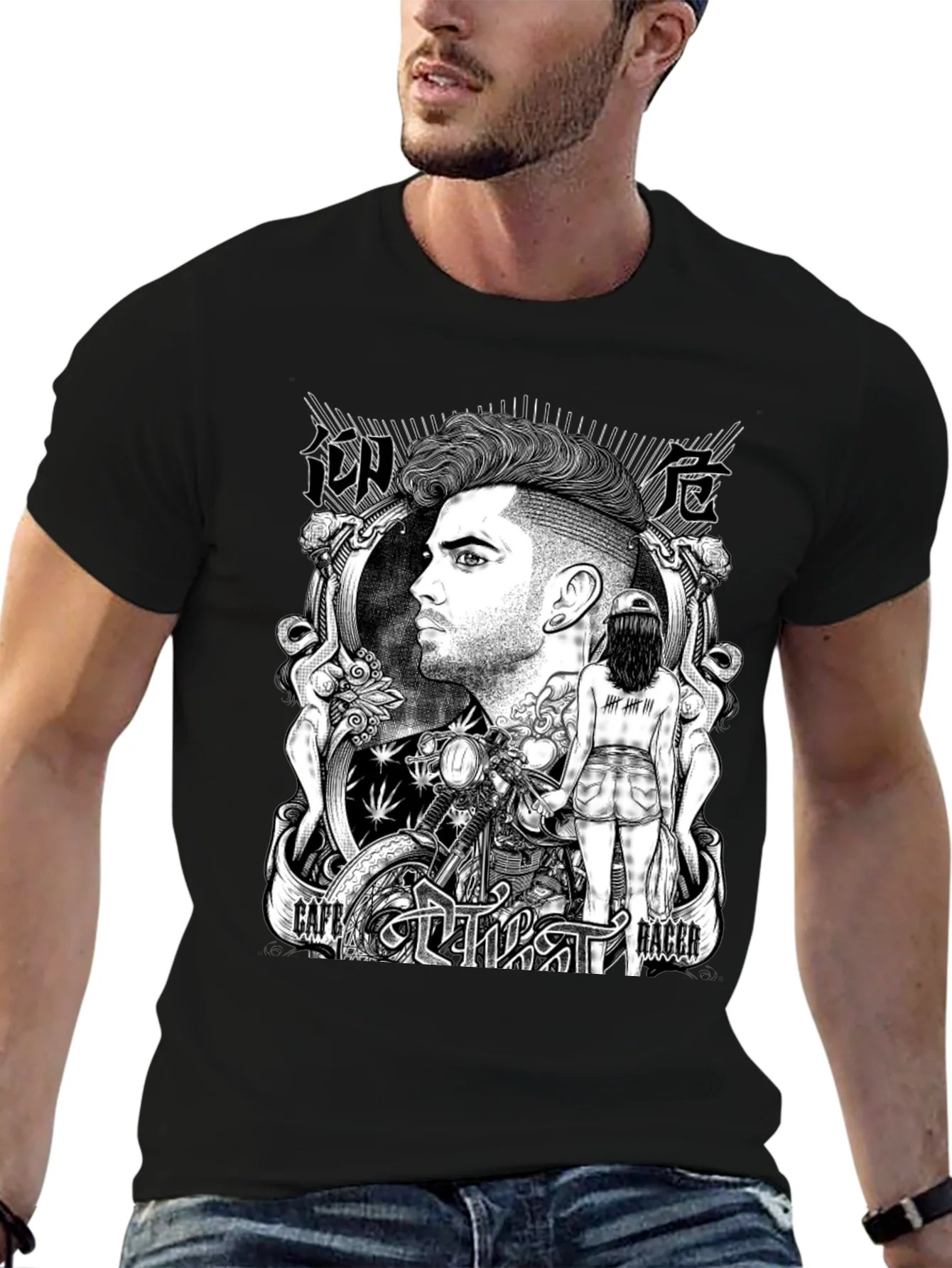 Cafe Racer Graphic T-Shirt - Black Cotton Tee