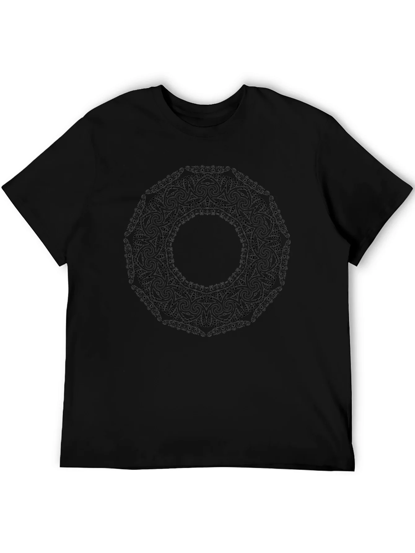 Mens Black Mandala Graphic T-Shirt