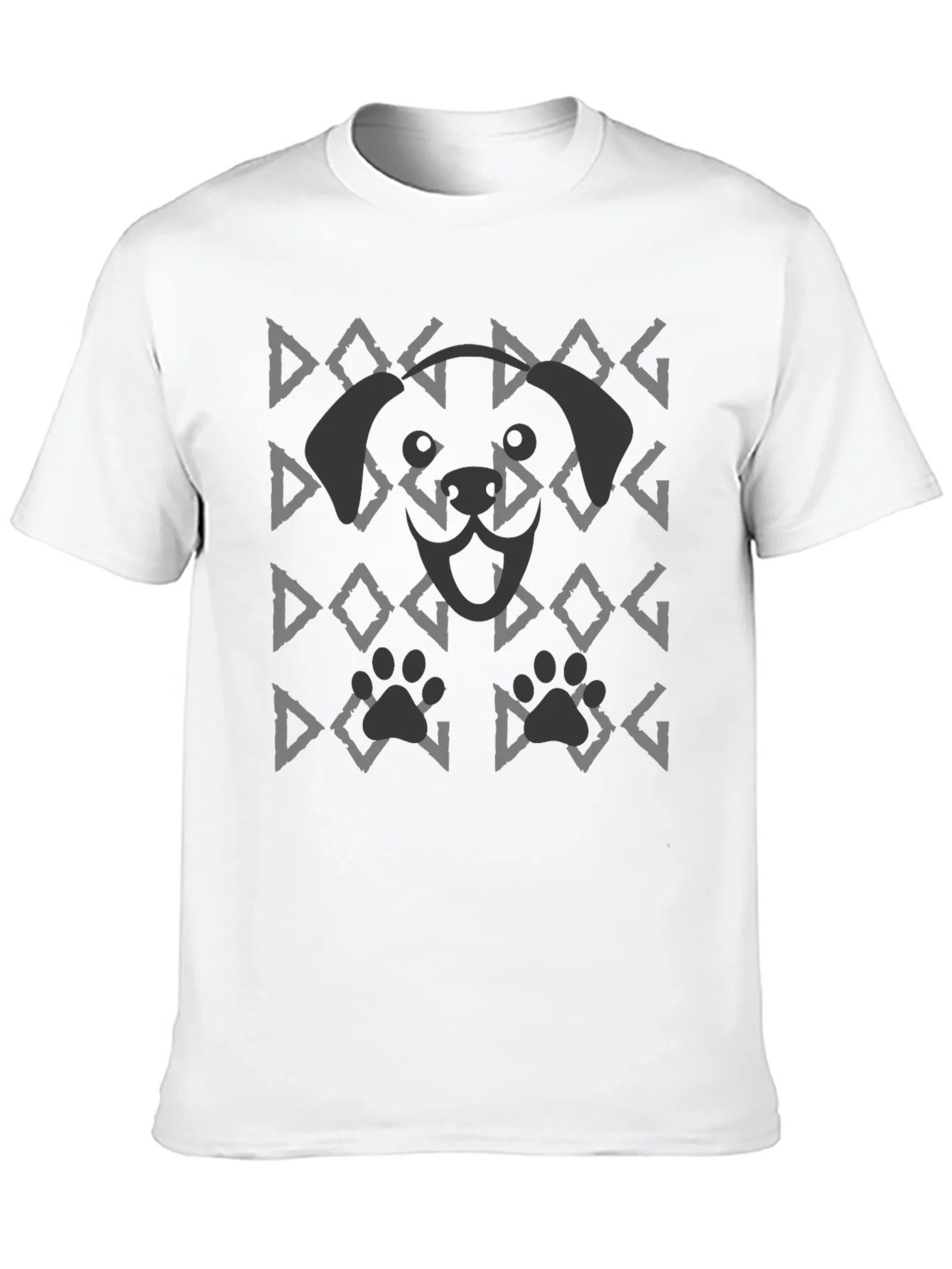 Dog Pattern Graphic Tee - Black