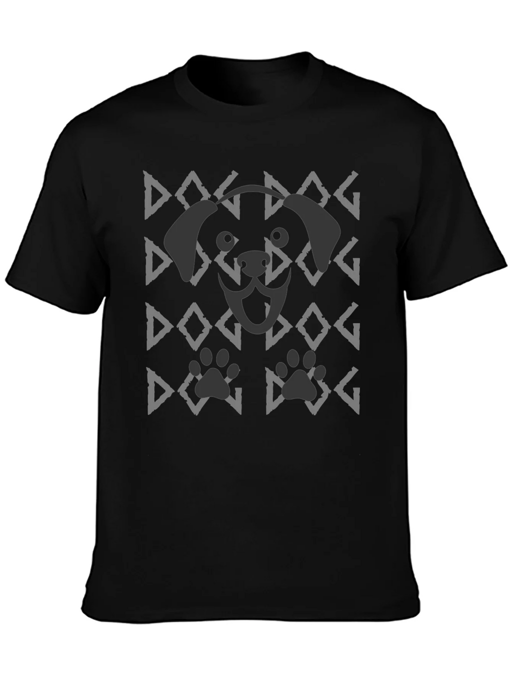 Dog Pattern Graphic Tee - Black