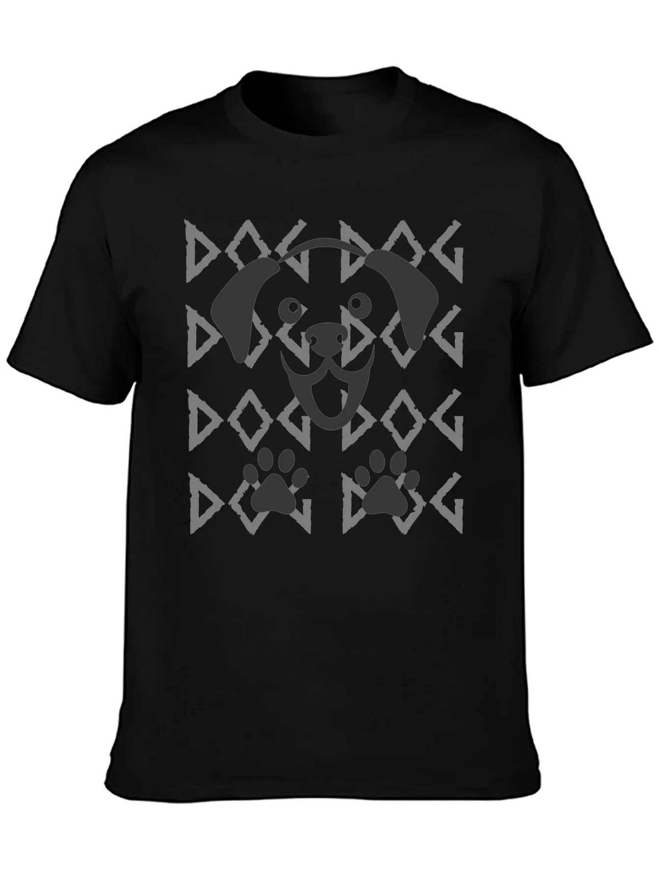 Dog Pattern Graphic Tee - Black
