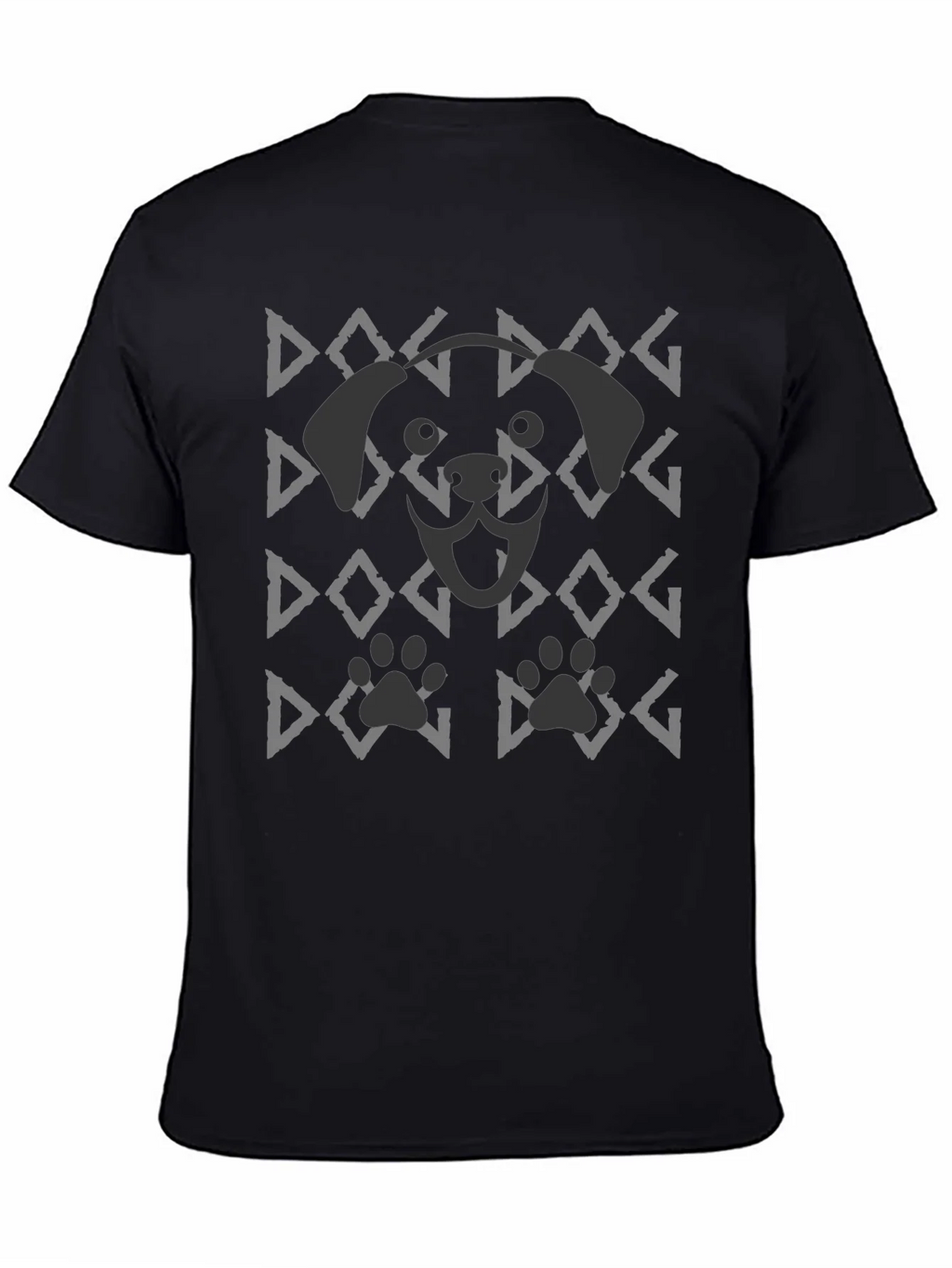 Dog Pattern Graphic Tee - Black
