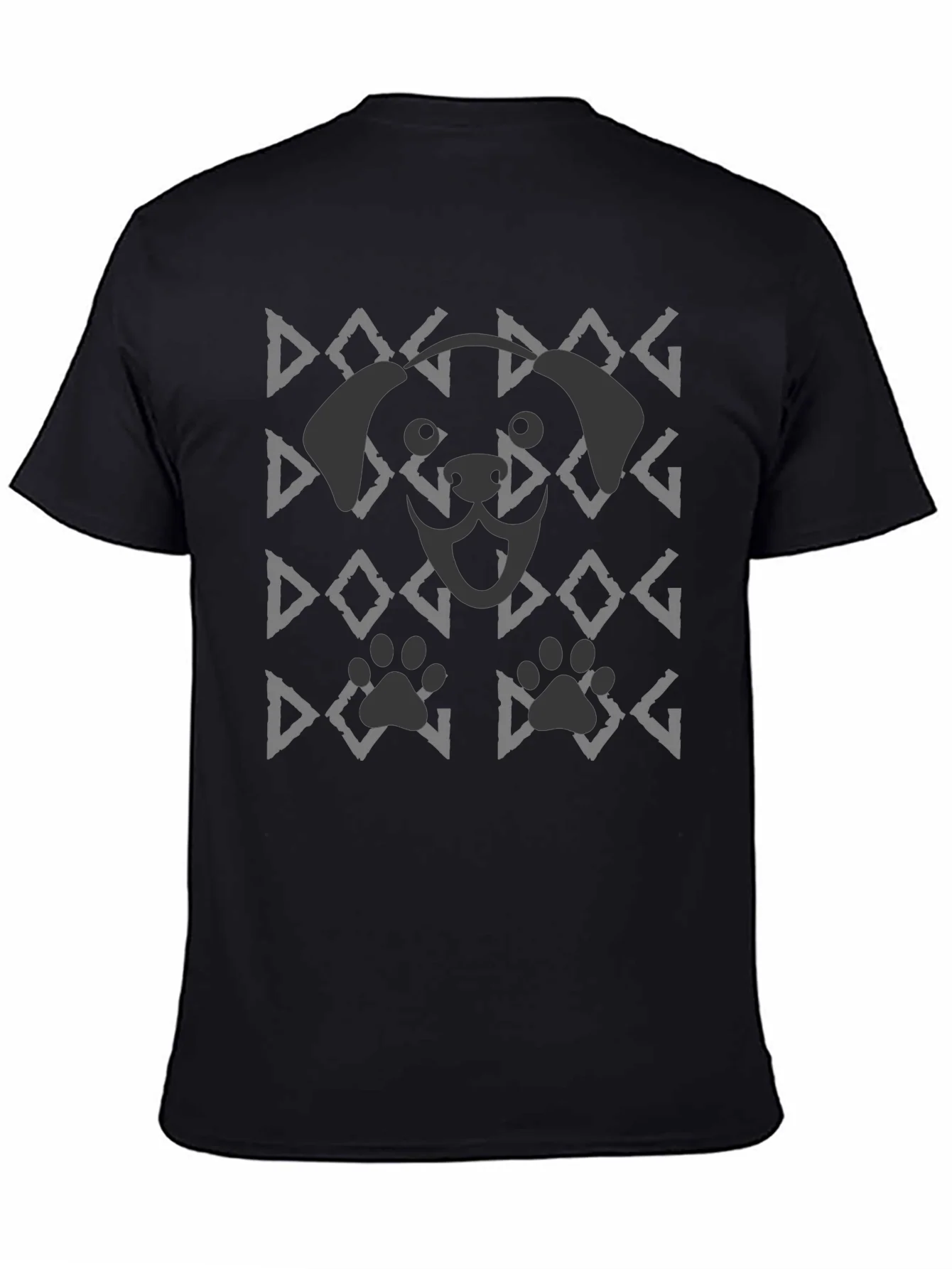 Dog Pattern Graphic Tee - Black