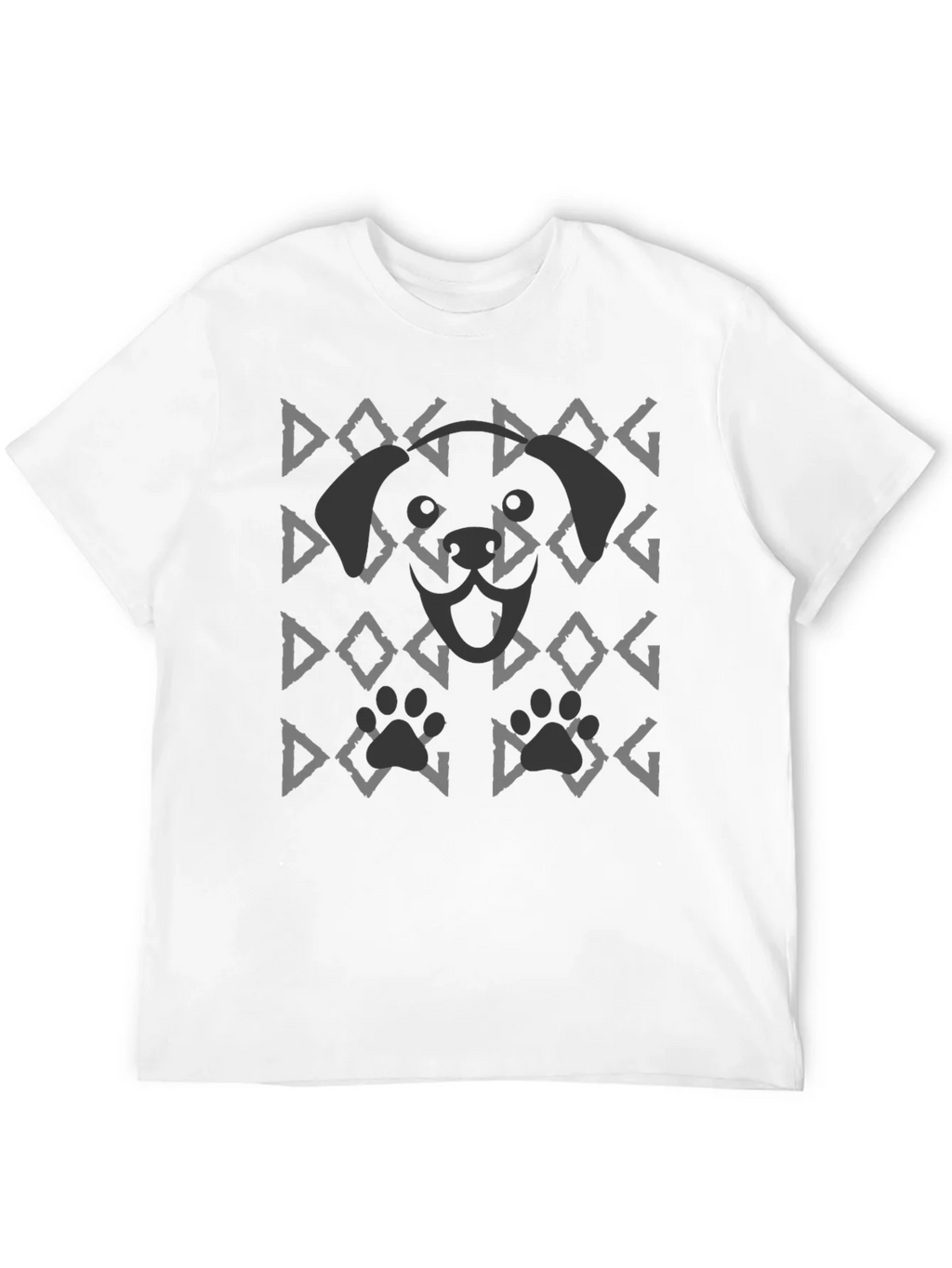 Dog Pattern Graphic Tee - Black